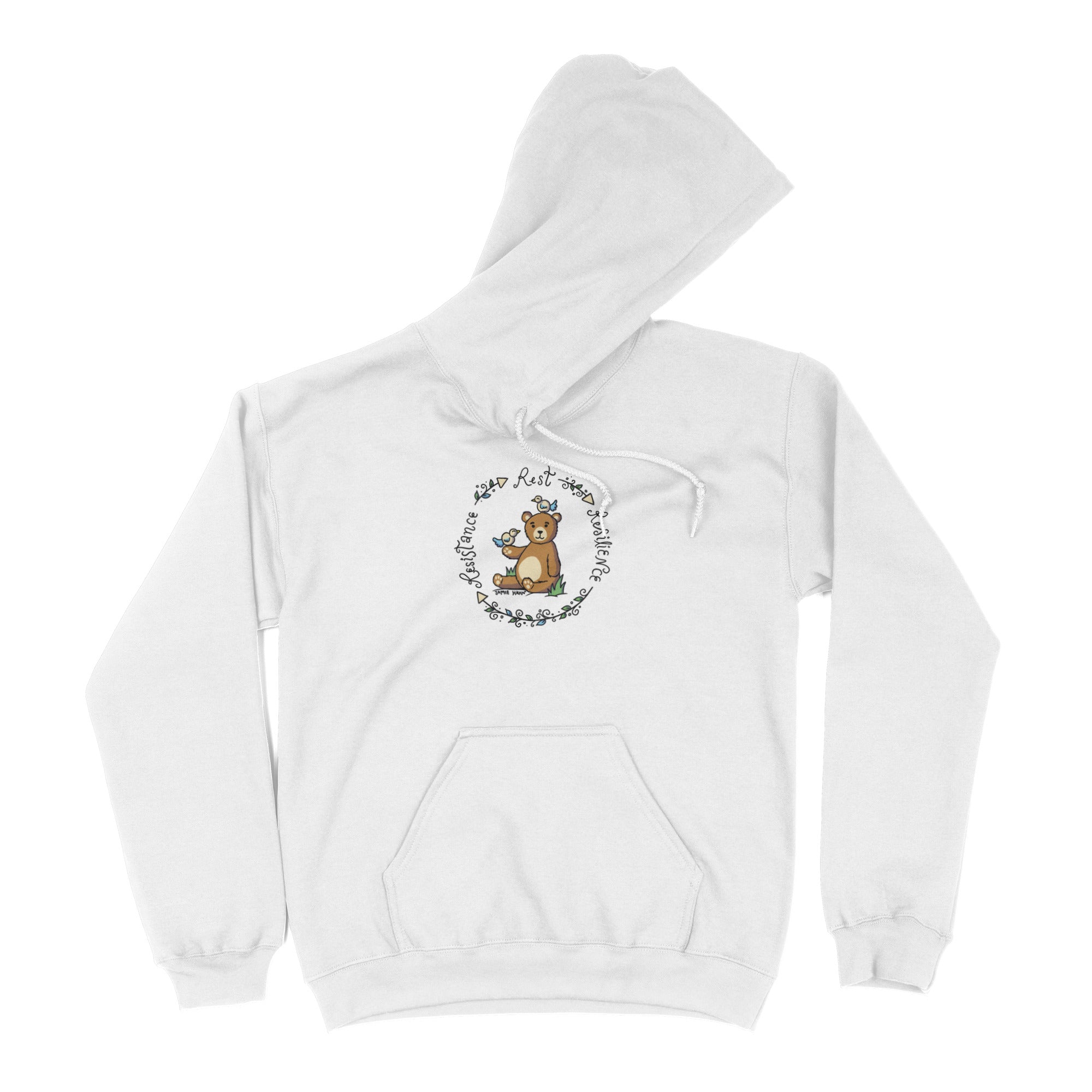 Rest -> Resilience -> Resistance Hoodie - Hunky Tops #color_White