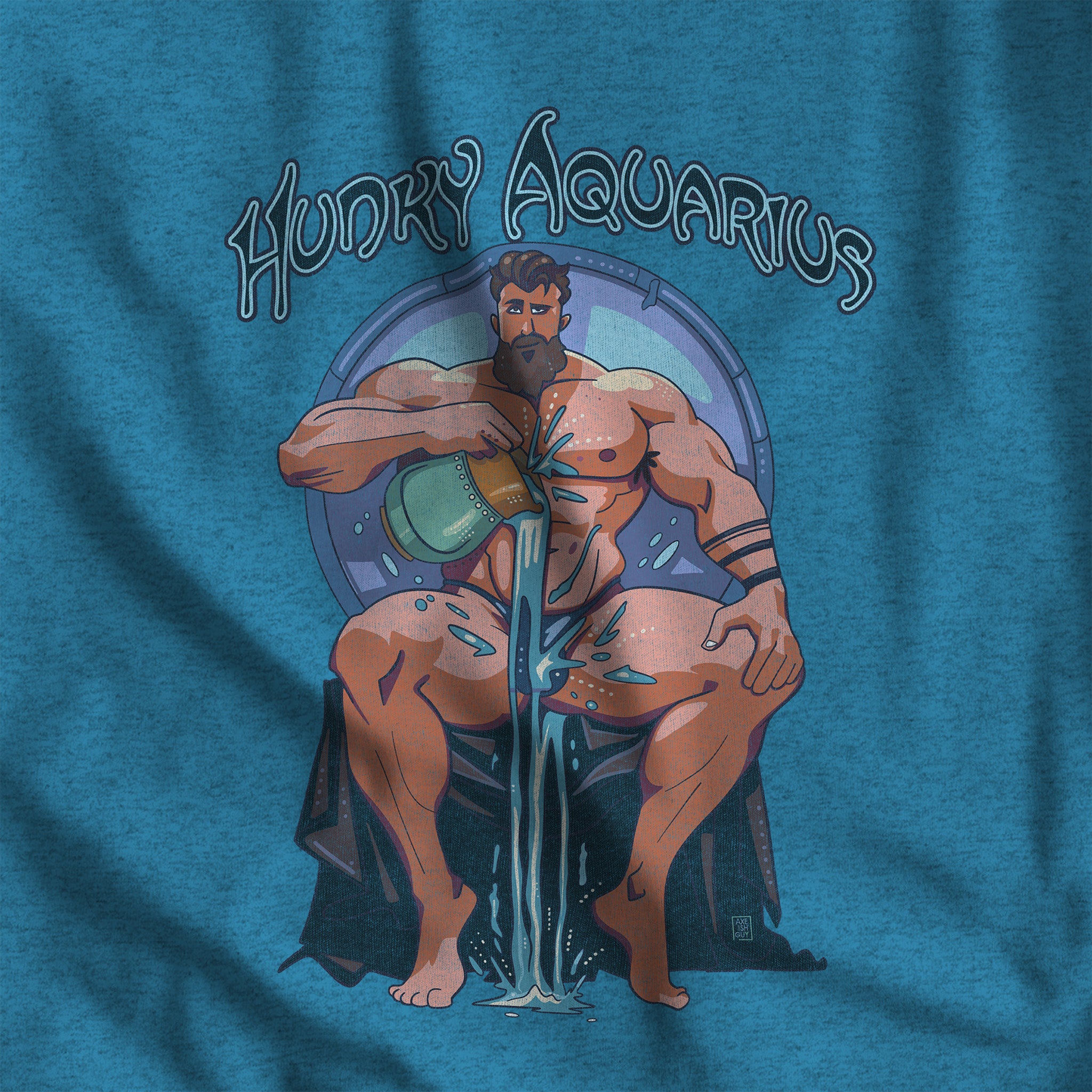 HUNKY AQUARIUS ZODIAC TANK-TOP BY AXEISH GUY - Hunky Tops #color_Aqua TriBlend