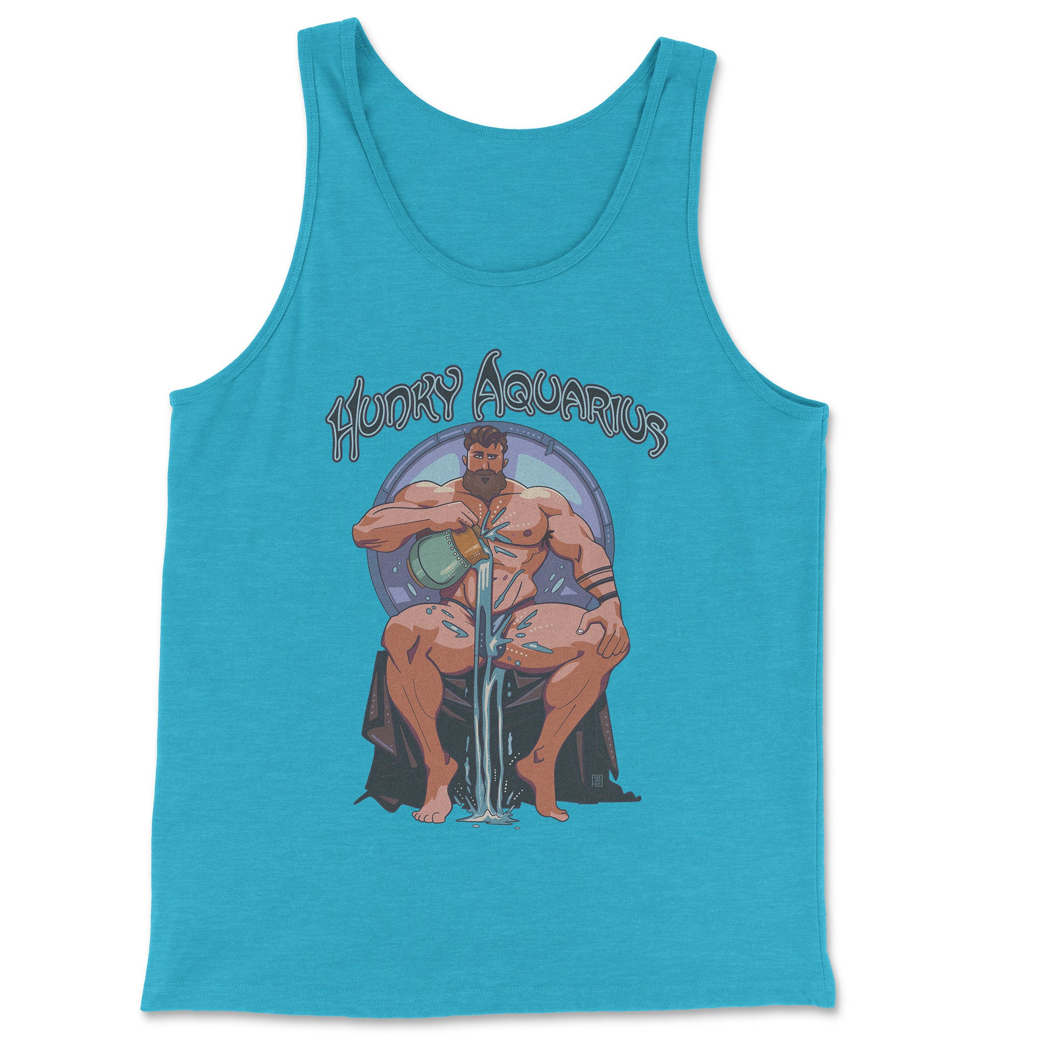 HUNKY AQUARIUS ZODIAC TANK-TOP BY AXEISH GUY - Hunky Tops #color_Aqua TriBlend