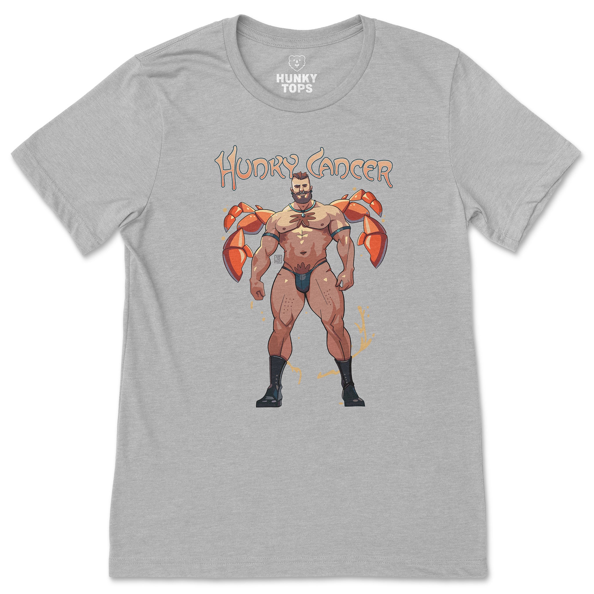 Hunky Cancer Zodiac T-Shirt by Axeish Guy - Hunky Tops #color_Athletic Heather