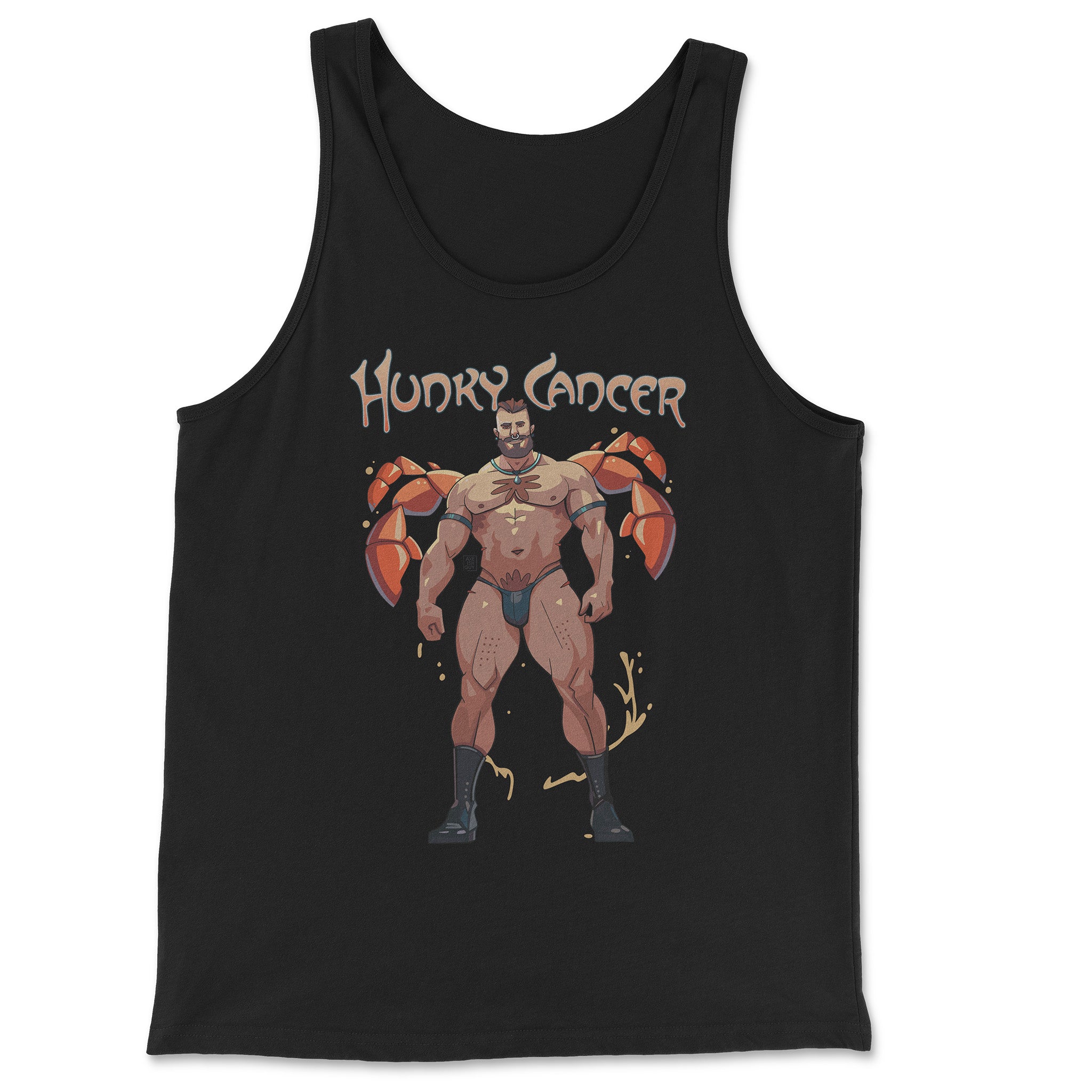 Hunky Cancer Zodiac Tank Top by Axeish Guy - Hunky Tops #color_Black