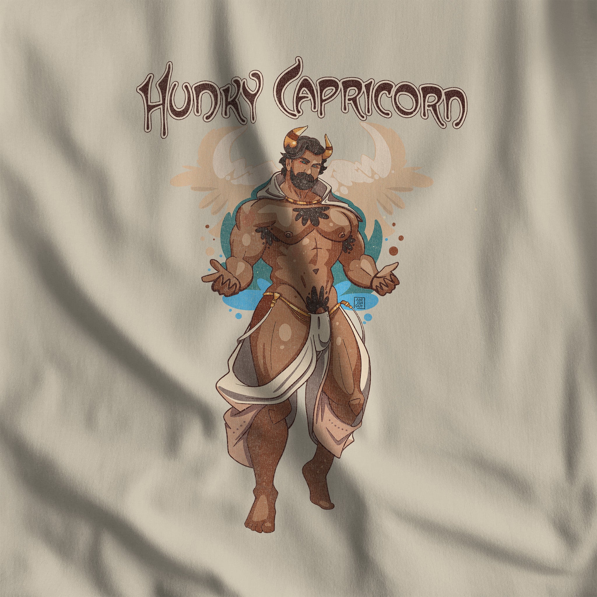 Hunky Capricorn Zodiac Sweatshirt by Axeish Guy - Hunky Tops #color_Sand