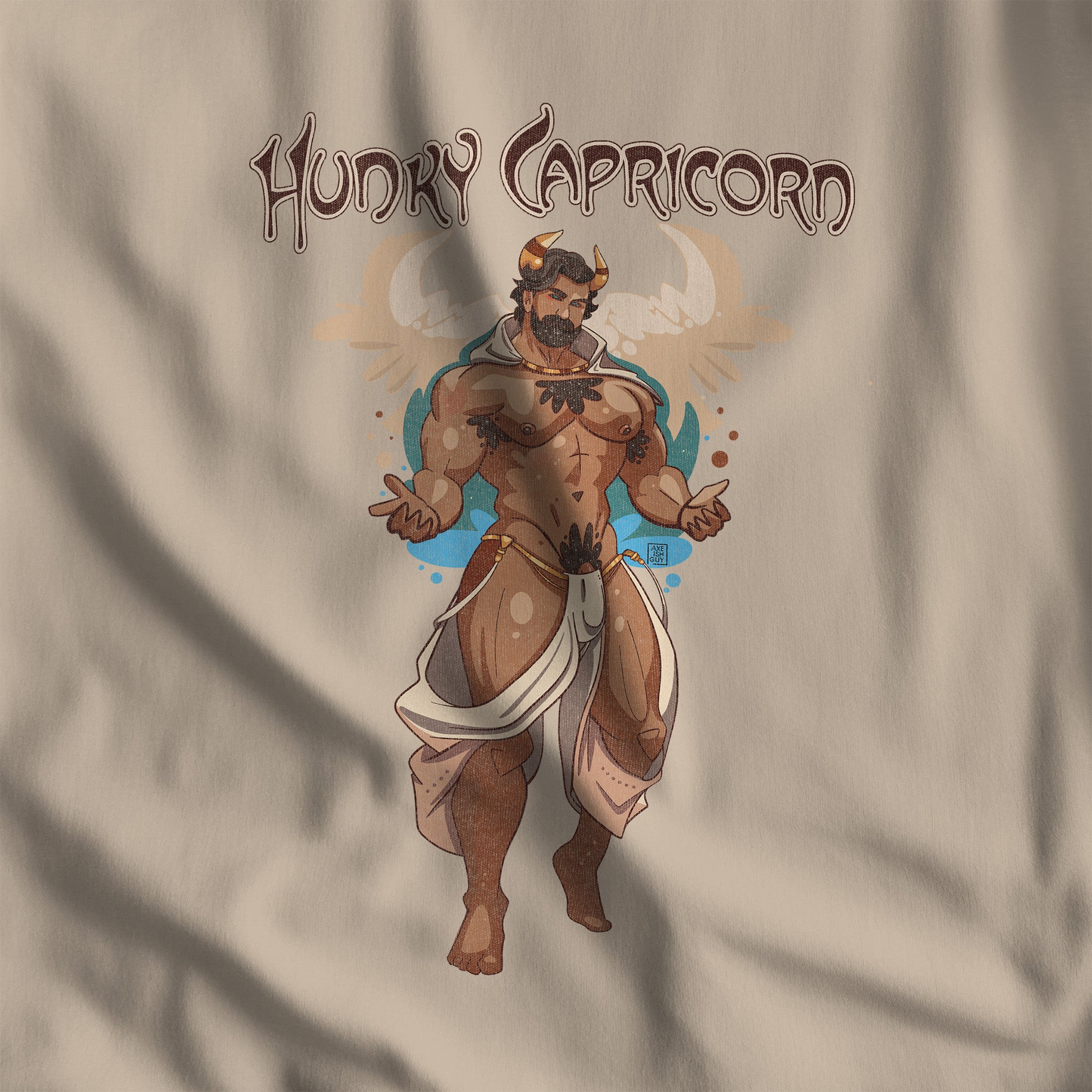 Hunky Capricorn Zodiac Tee by Axeish Guy - Hunky Tops #color_Tan