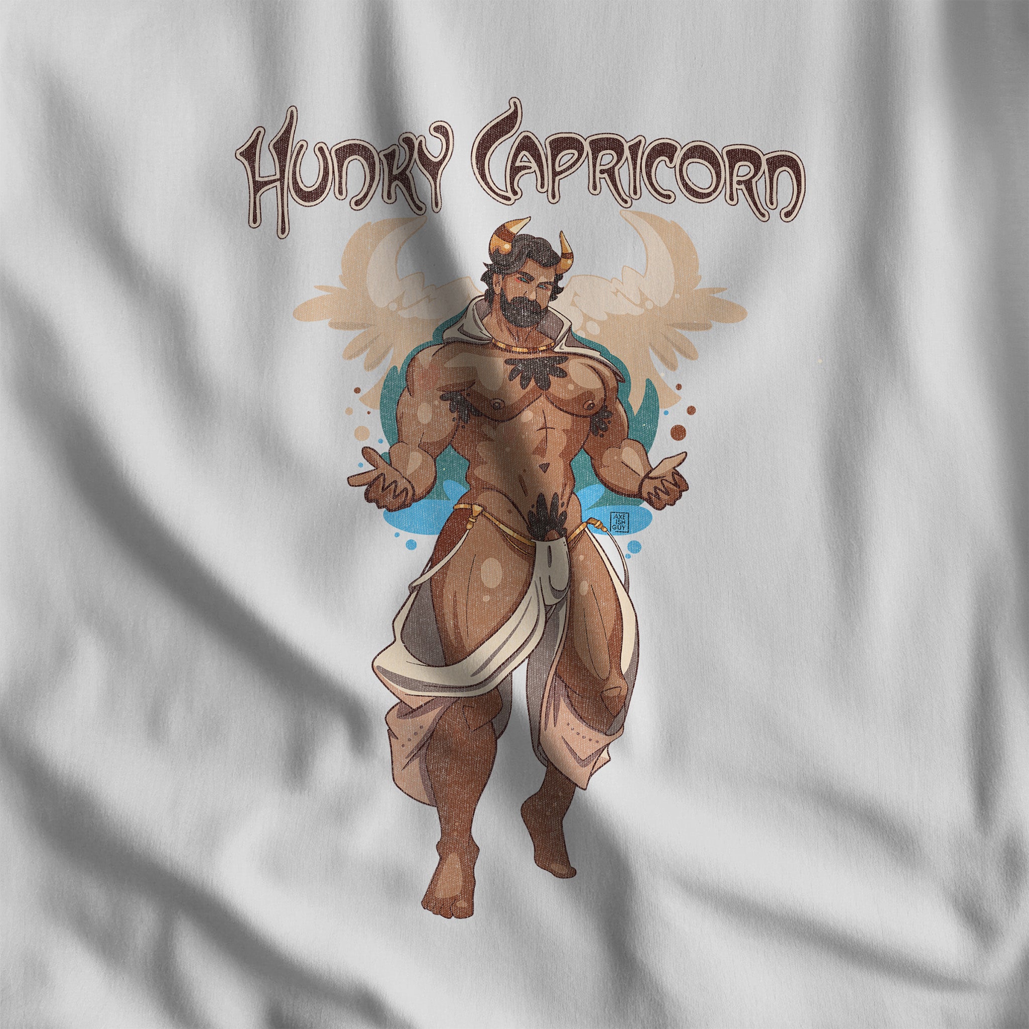 Hunky Capricorn Zodiac Tee by Axeish Guy - Hunky Tops #color_White