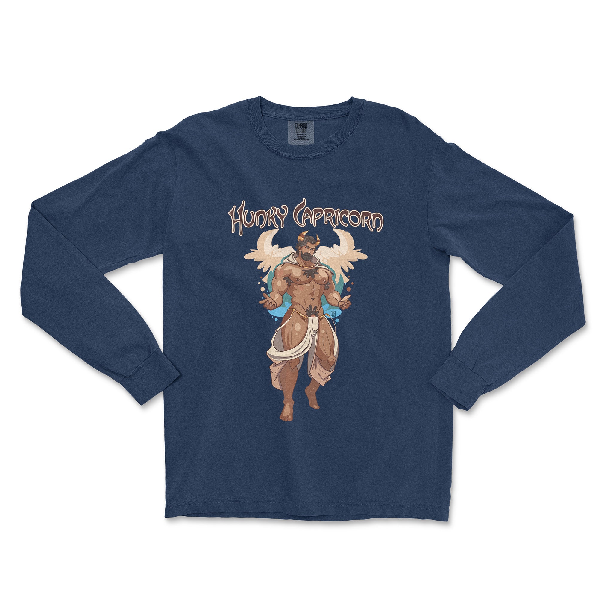 Hunky Capricorn Long-Sleeve T-Shirt by Axeish Guy - Hunky Tops #color_True Navy