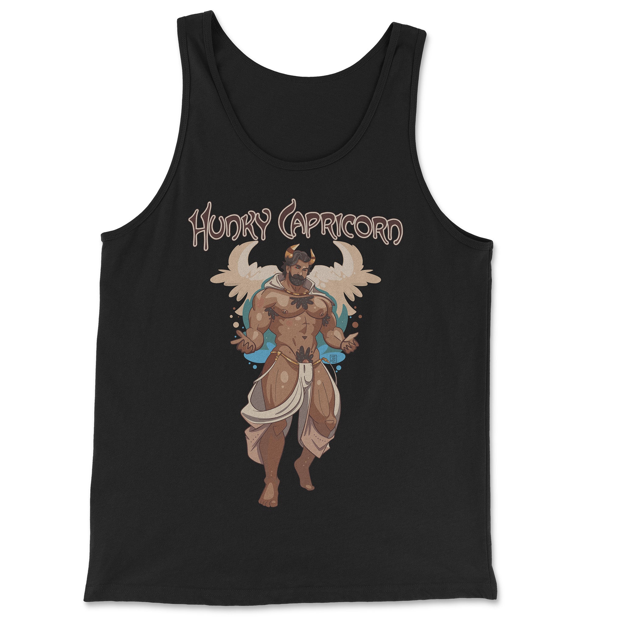 Hunky Capricorn Zodiac Tank Top by Axeish Guy - Hunky Tops #color_Black