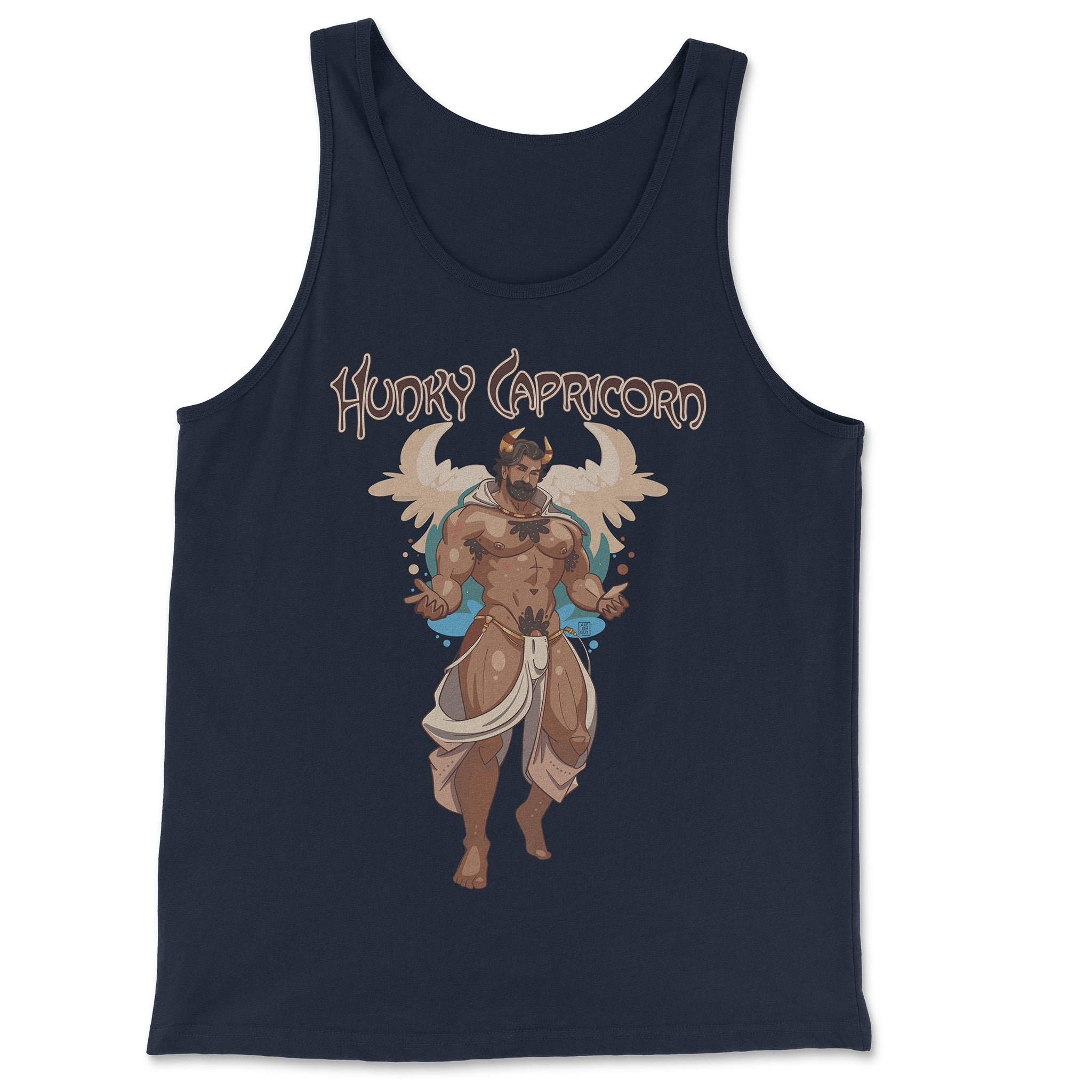 Hunky Capricorn Zodiac Tank Top by Axeish Guy - Hunky Tops #color_Navy