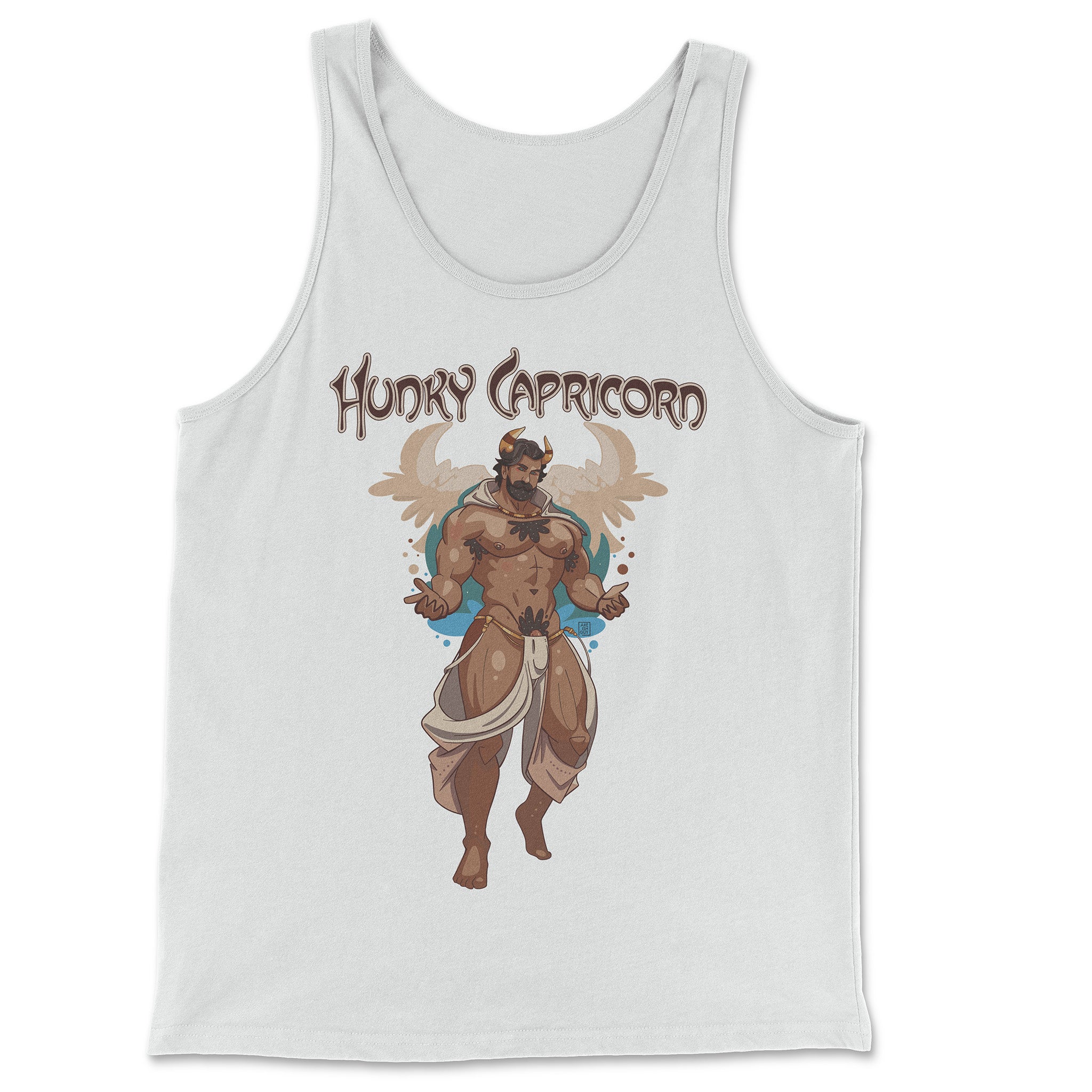 Hunky Capricorn Zodiac Tank Top by Axeish Guy - Hunky Tops #color_White