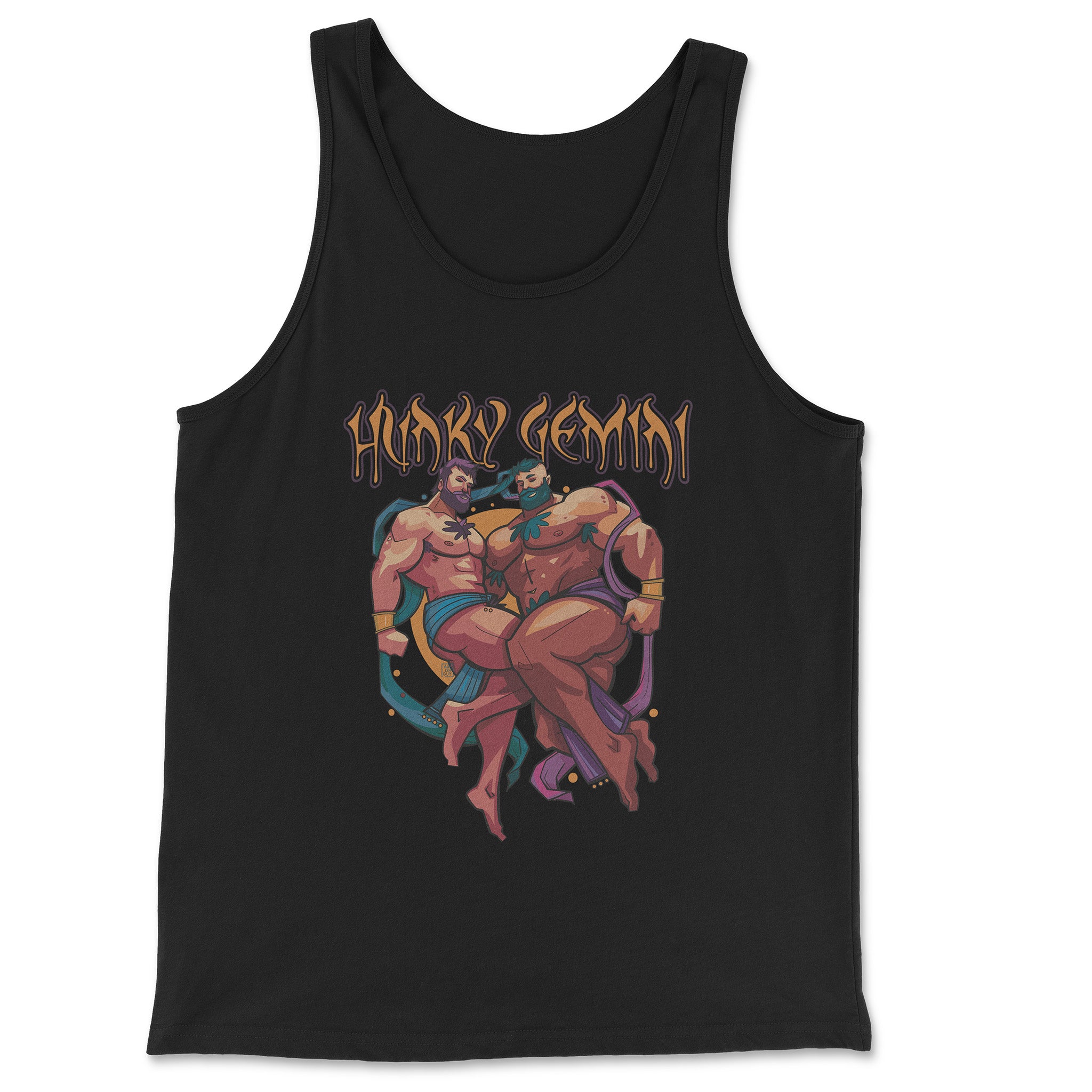 Hunky Gemini Zodiac Tank Top by Axeish Guy - Hunky Tops #color_Black