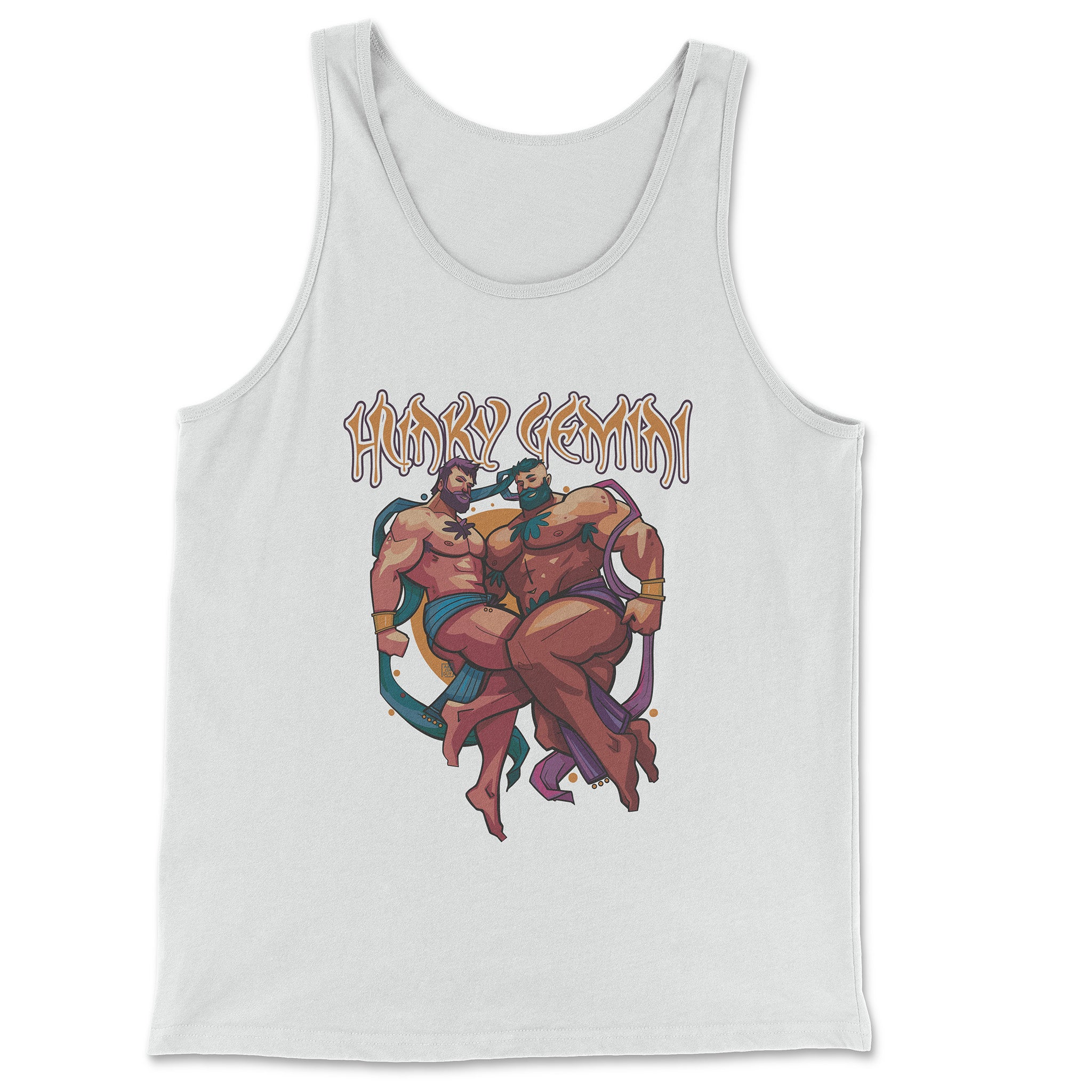 Hunky Gemini Zodiac Tank Top by Axeish Guy - Hunky Tops #color_White