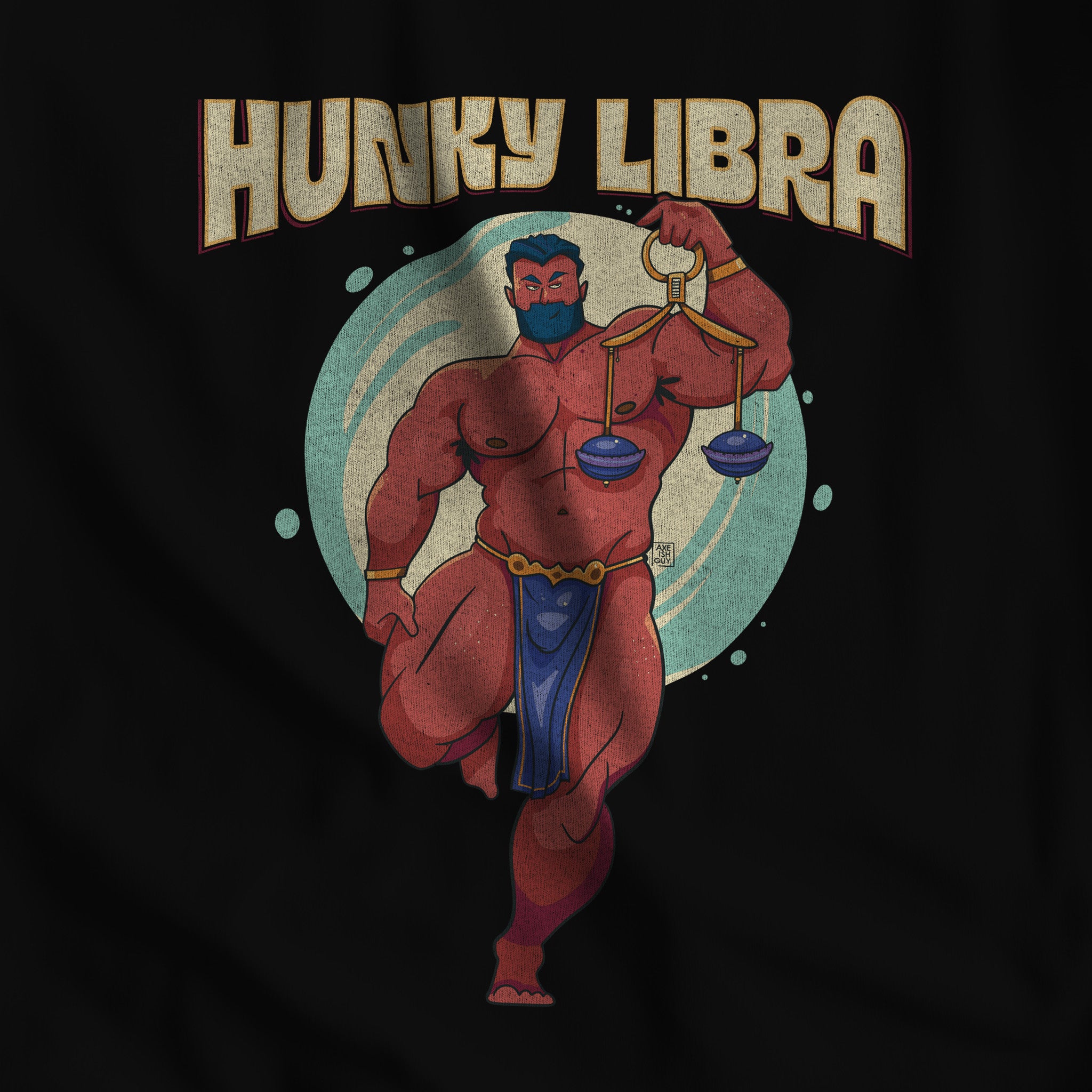 Hunky Libra Zodiac T-Shirt by Axeish Guy - Hunky Tops #color_Black