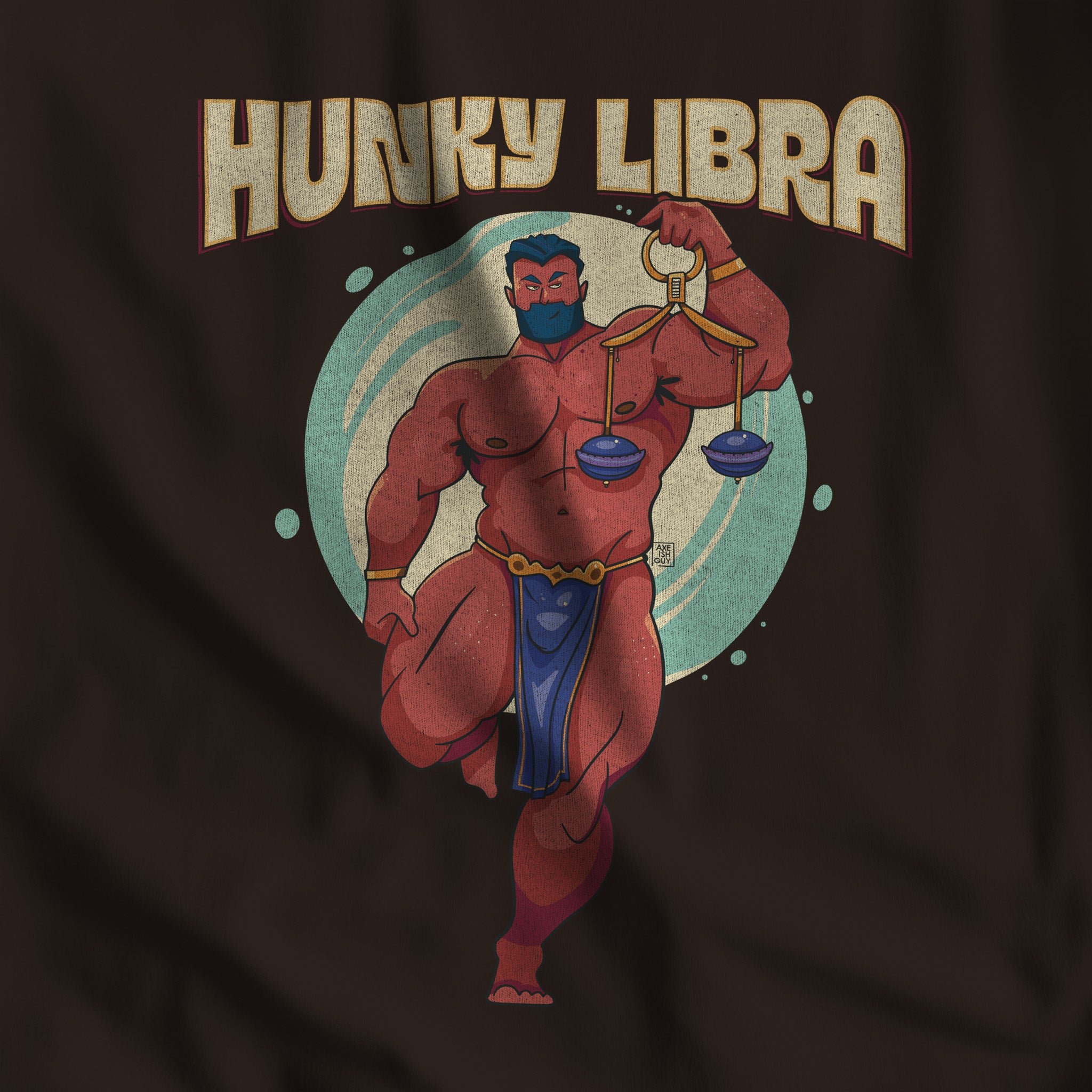 Hunky Libra Zodiac T-Shirt by Axeish Guy - Hunky Tops #color_Brown