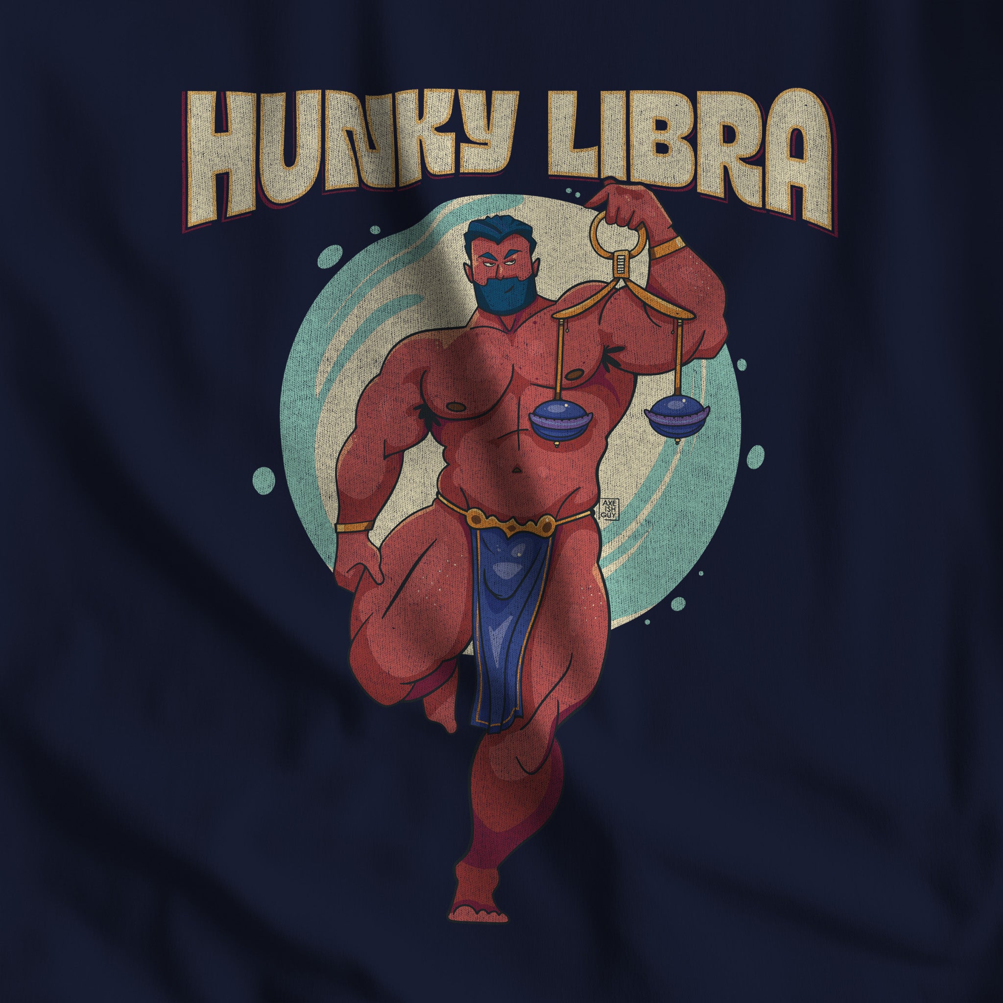 Hunky Libra Zodiac T-Shirt by Axeish Guy - Hunky Tops #color_Navy