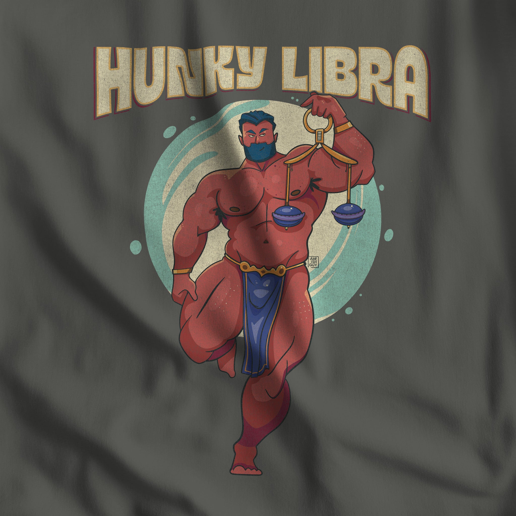 Hunky Libra Zodiac Long-Sleeve T-Shirt by Axeish Guy - Hunky Tops #color_Pepper