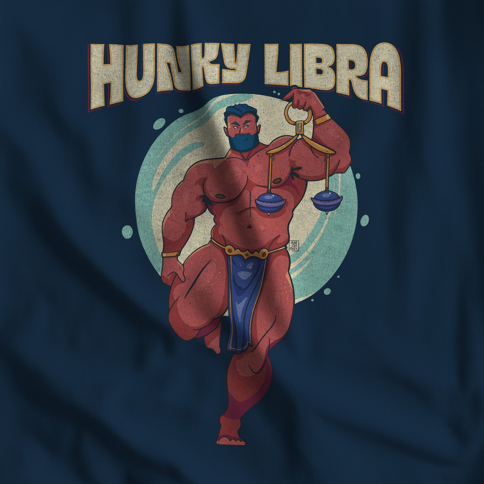 Hunky Libra Zodiac Long-Sleeve T-Shirt by Axeish Guy - Hunky Tops #color_True Navy