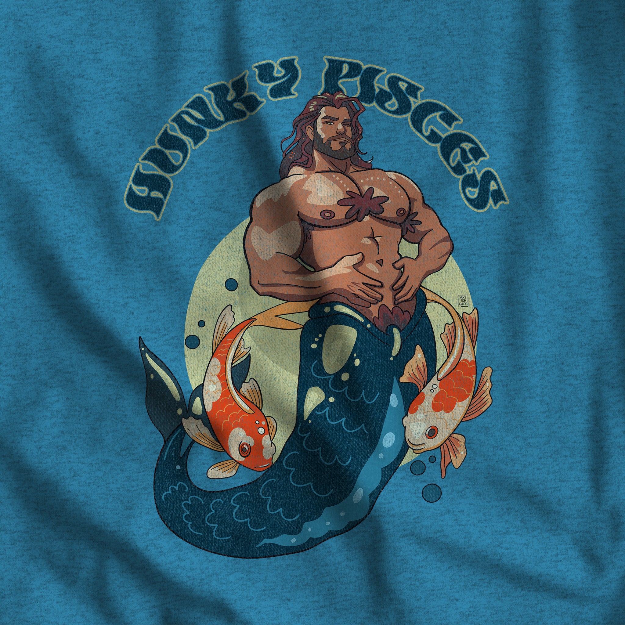 HUNKY PISCES ZODIAC TANK-TOP BY AXEISH GUY - Hunky Tops #color_Aqua TriBlend