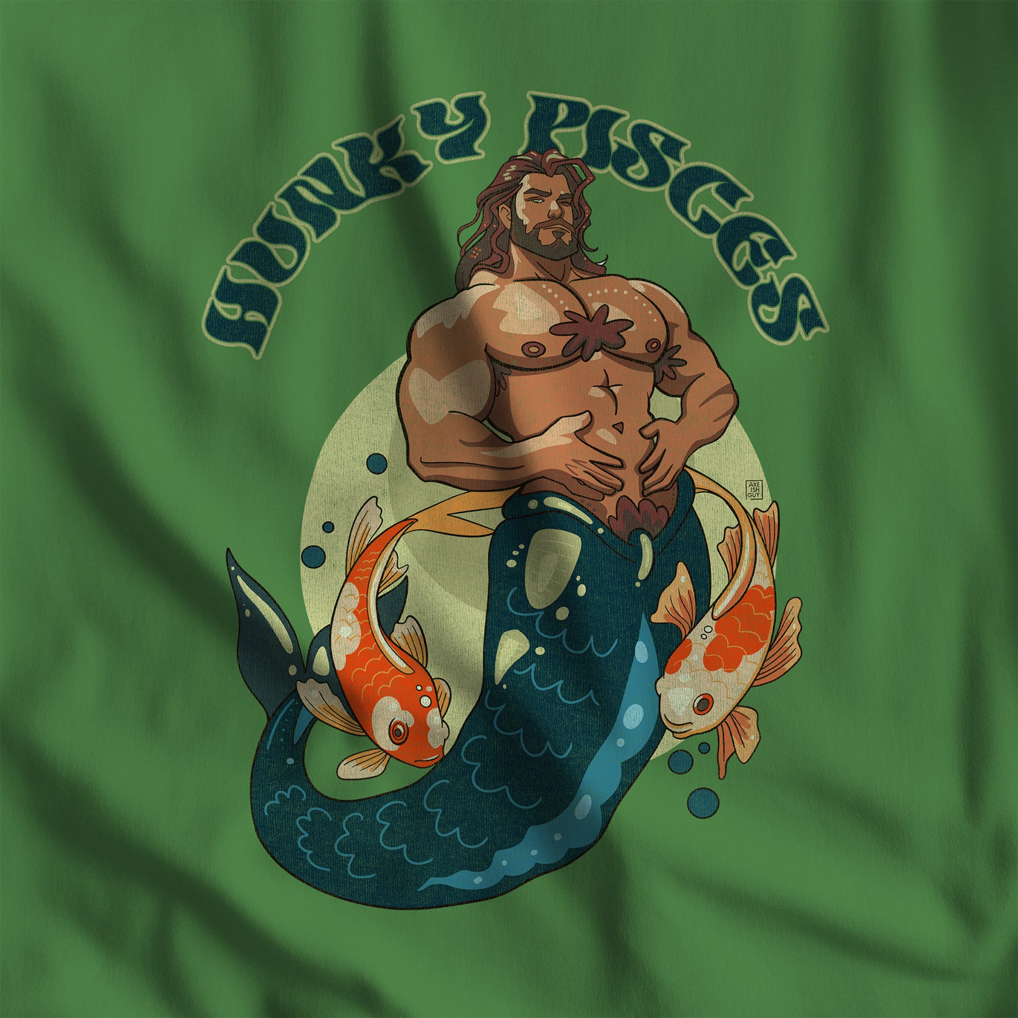 HUNKY PISCES ZODIAC T-SHIRT BY AXEISH GUY - Hunky Tops #color_Leaf