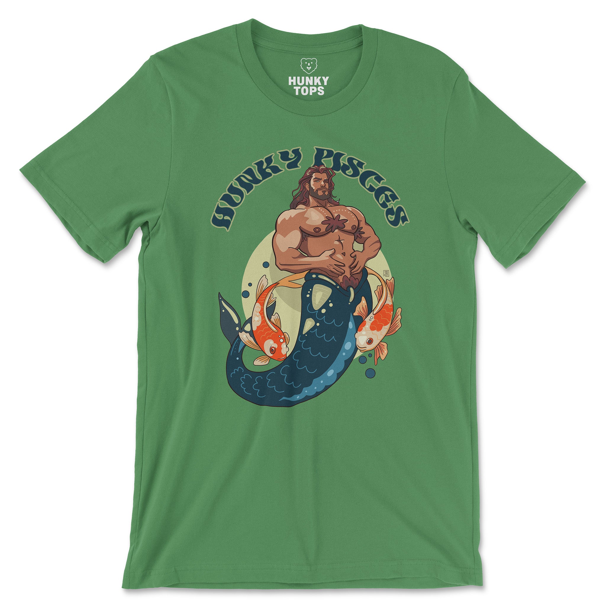 HUNKY PISCES ZODIAC T-SHIRT BY AXEISH GUY - Hunky Tops #color_Leaf