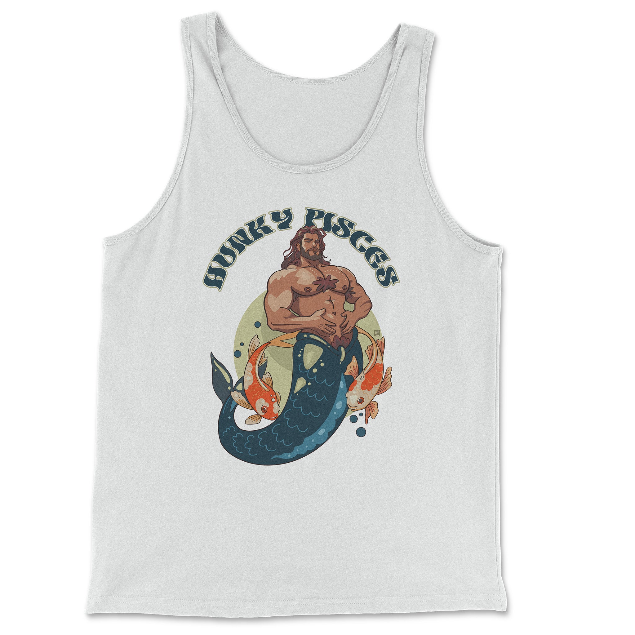 HUNKY PISCES ZODIAC TANK-TOP BY AXEISH GUY - Hunky Tops #color_White