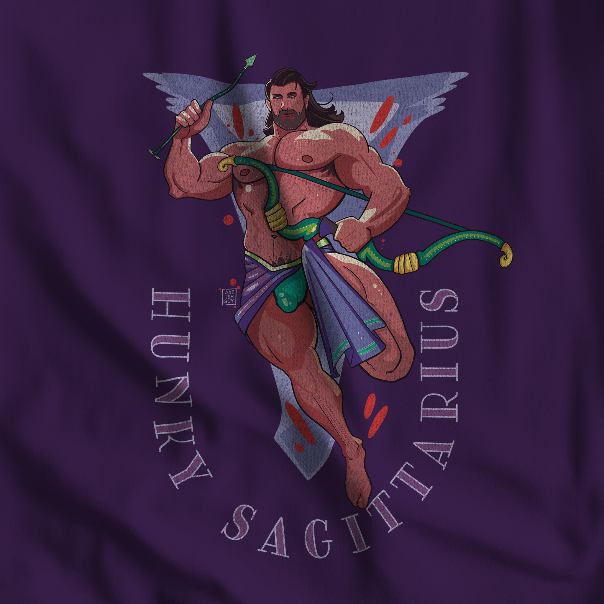 Hunky Sagittarius Zodiac Sweatshirt by Axeish Guy - Hunky Tops #color_Purple