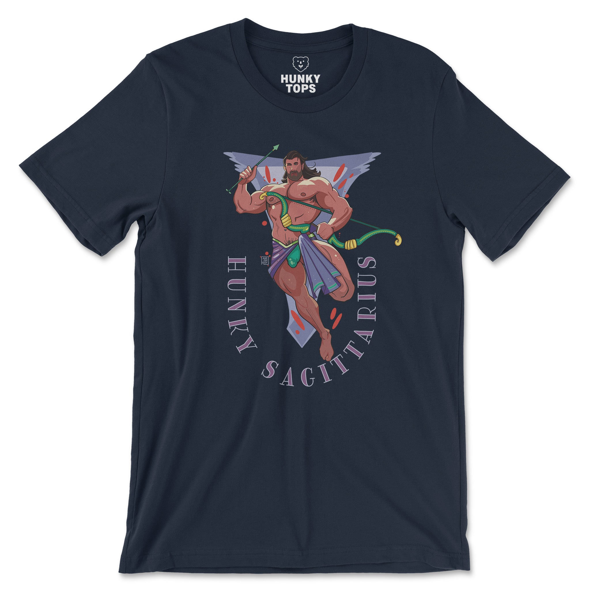 HUNKY SAGITTARIUS ZODIAC T-SHIRT BY AXEISH GUY - Hunky Tops #color_Navy