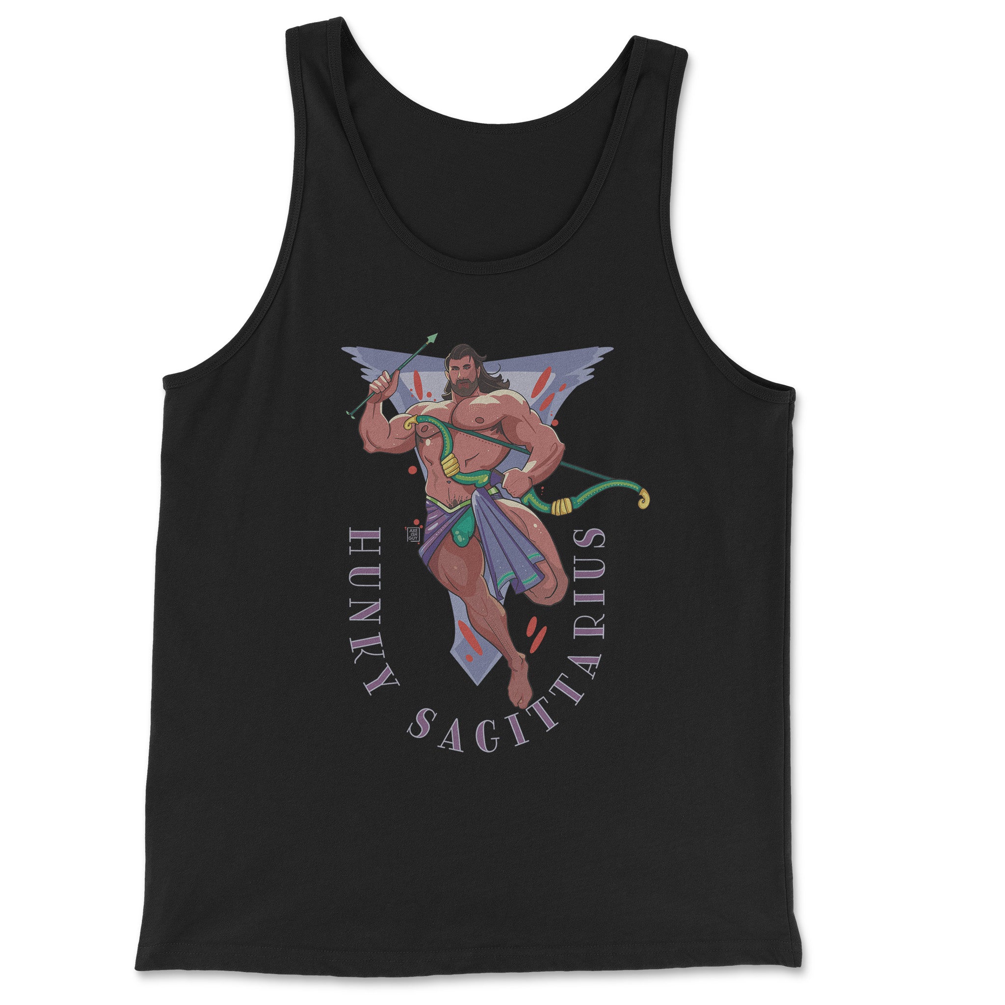 HUNKY SAGITTARIUS ZODIAC TANK TOP BY AXEISH GUY - Hunky Tops #color_Black