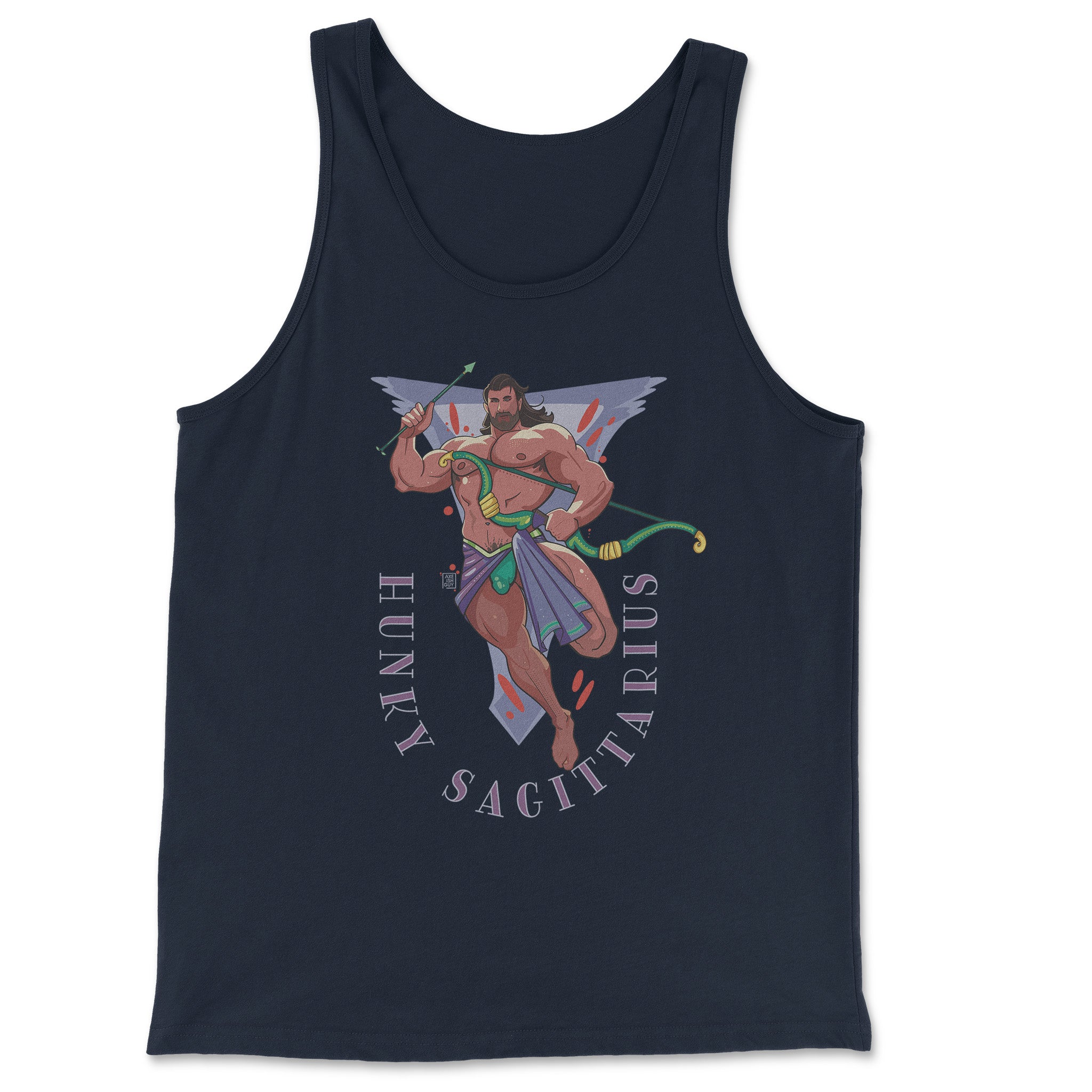 HUNKY SAGITTARIUS ZODIAC TANK TOP BY AXEISH GUY - Hunky Tops #color_Navy