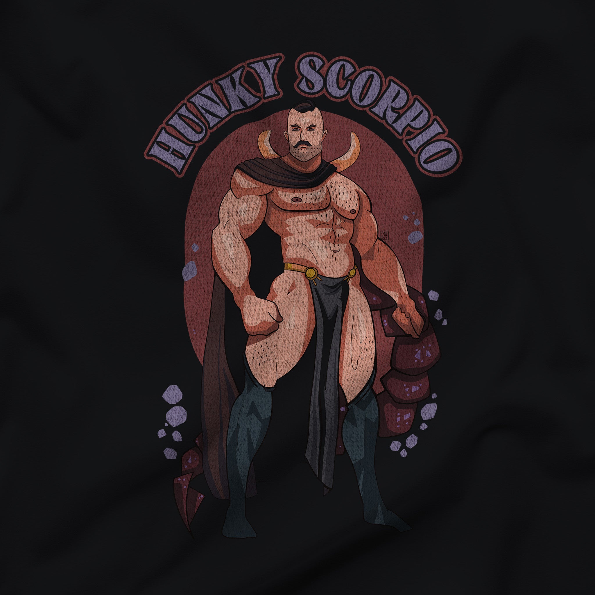 HUNKY SCORPIO ZODIAC SWEATSHIRT BY AXEISH GUY - Hunky Tops #color_Black