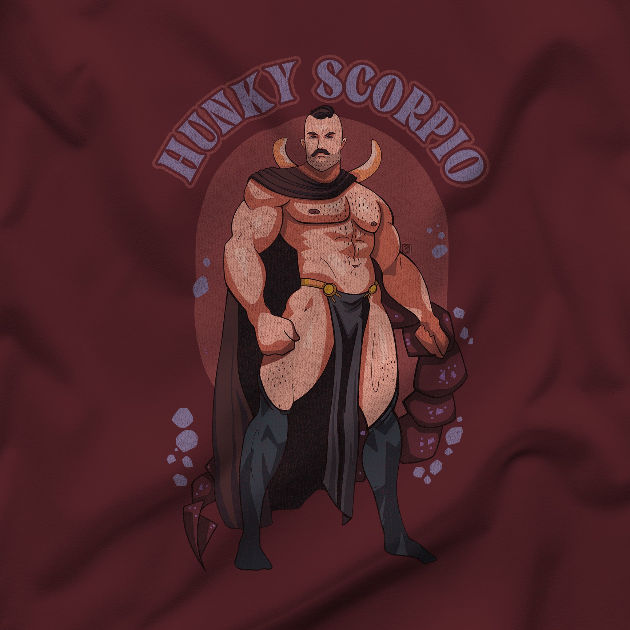 HUNKY SCORPIO ZODIAC T-SHIRT BY AXEISH GUY - Hunky Tops #color_Maroon