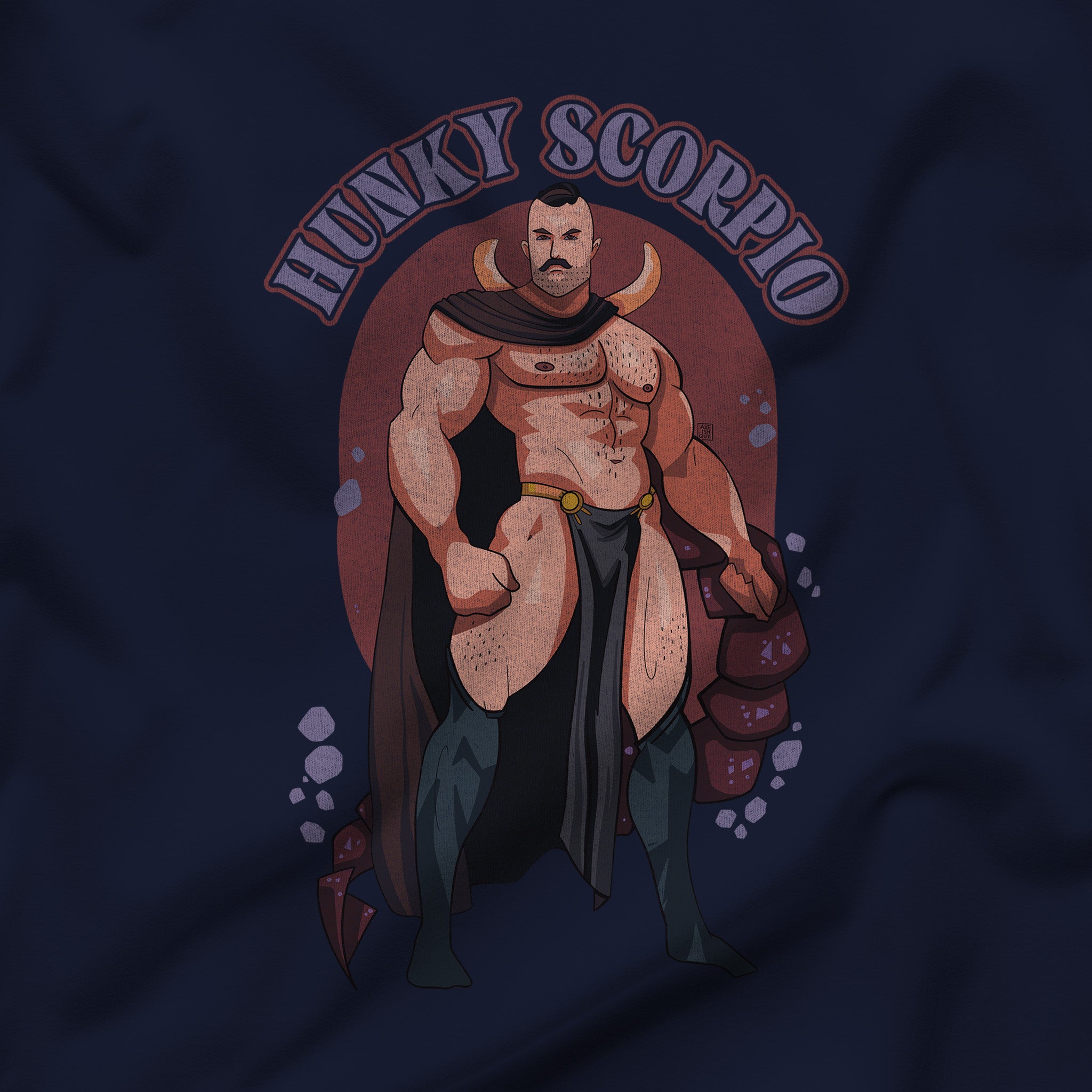 HUNKY SCORPIO ZODIAC T-SHIRT BY AXEISH GUY - Hunky Tops #color_Navy