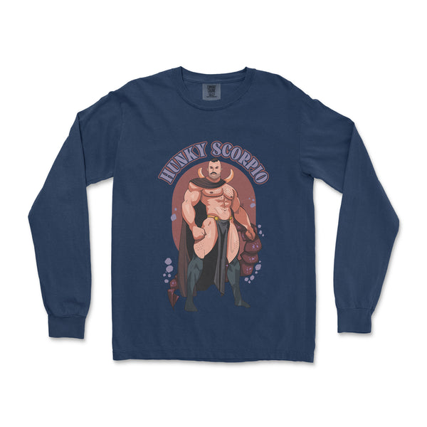Hunky Scorpio Zodiac Long-Sleeve T-Shirt By Axeish Guy