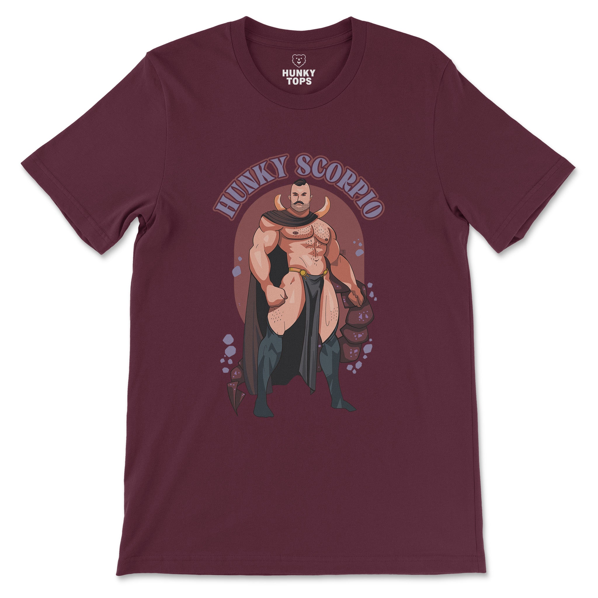 HUNKY SCORPIO ZODIAC T-SHIRT BY AXEISH GUY - Hunky Tops #color_Maroon