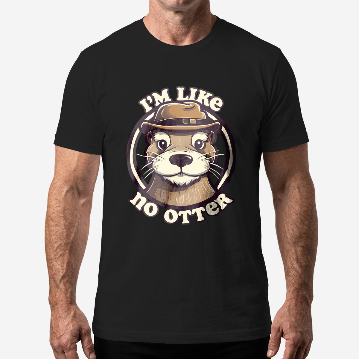 "I'm Like No Otter" T-Shirt worn by a model, black t-shirt #color_Black