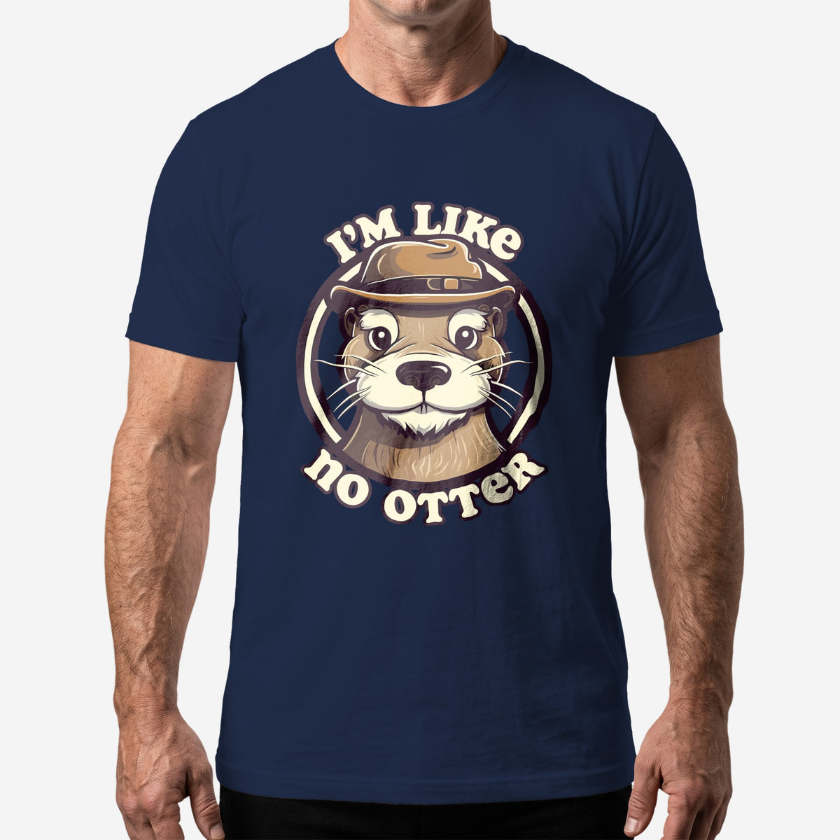 "I'm Like No Otter" T-Shirt worn by a model, navy t-shirt #color_Navy