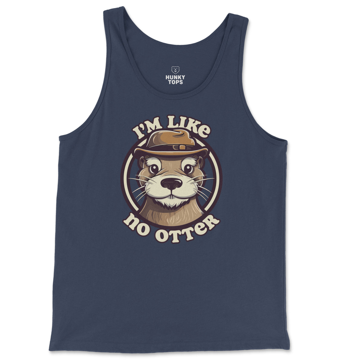 "I'm Like No Otter" Tank Top on a navy tank top, flat lay #color_Navy
