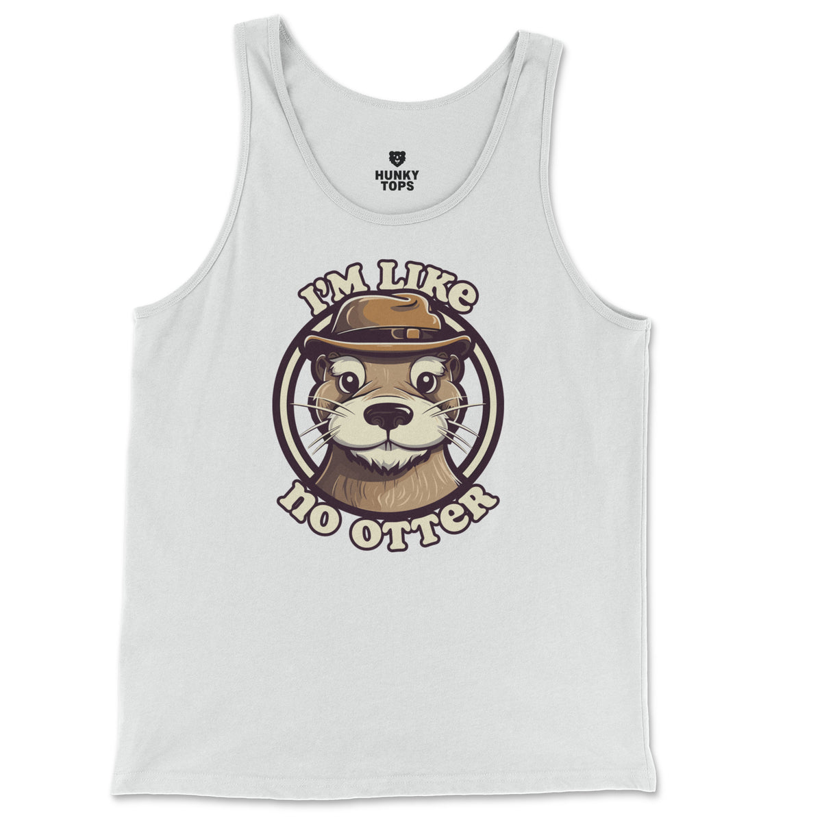 "I'm Like No Otter" Tank Top on a white tank top, flat lay #color_White