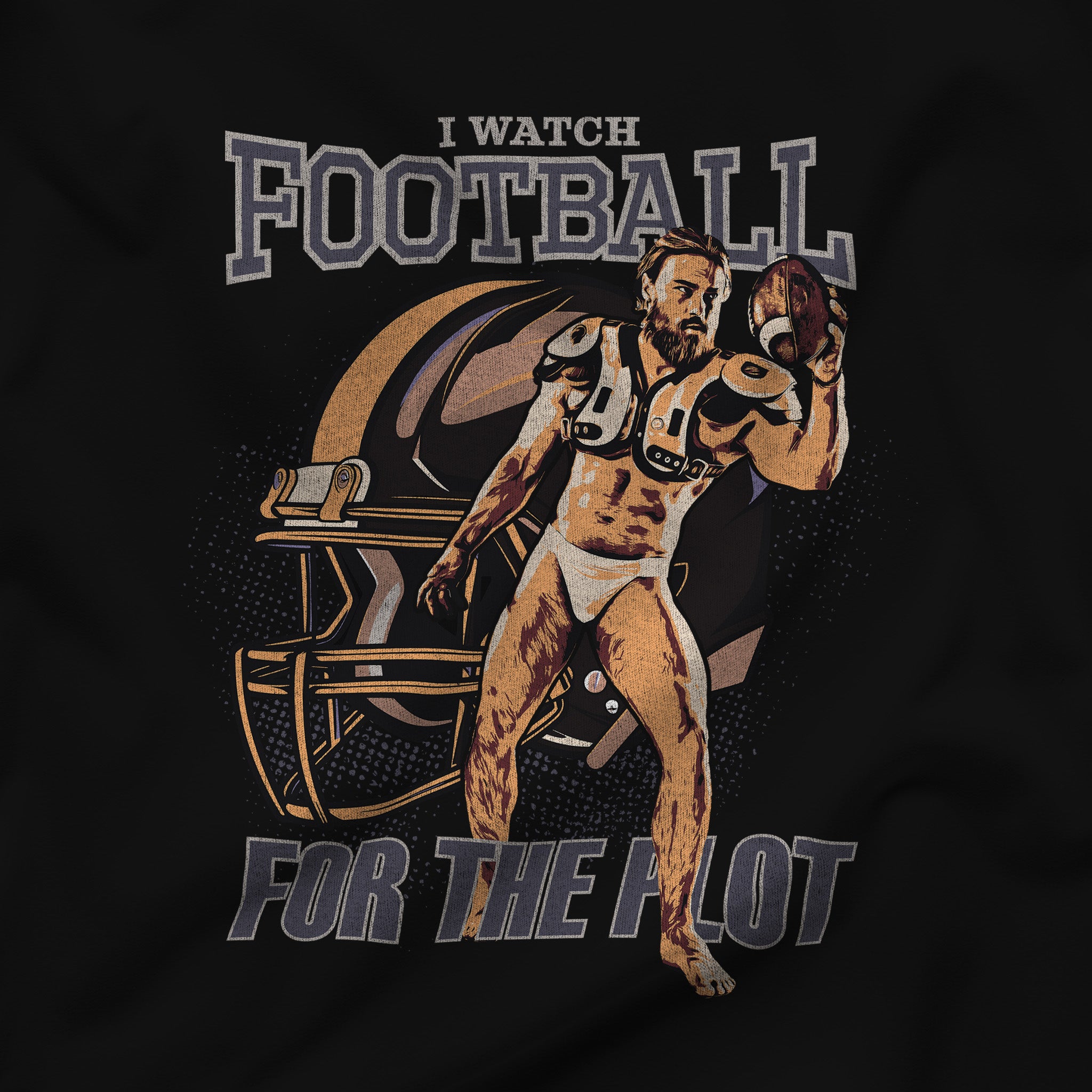 "I Watch Football for the Plot" Long-Sleeve T-Shirt - Hunky Tops #color_Black