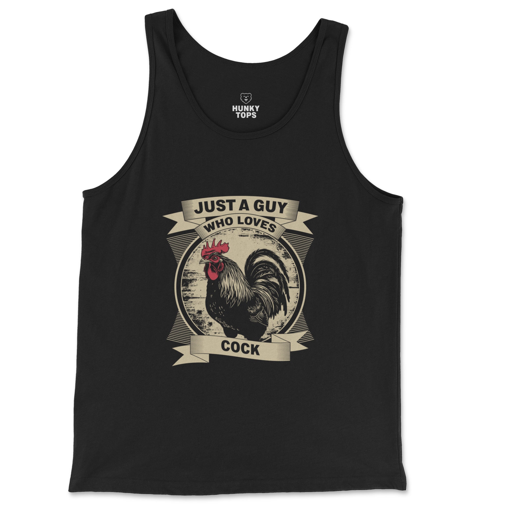 Just a Guy Who Loves Cock Tank Top - Hunky Tops #color_Black