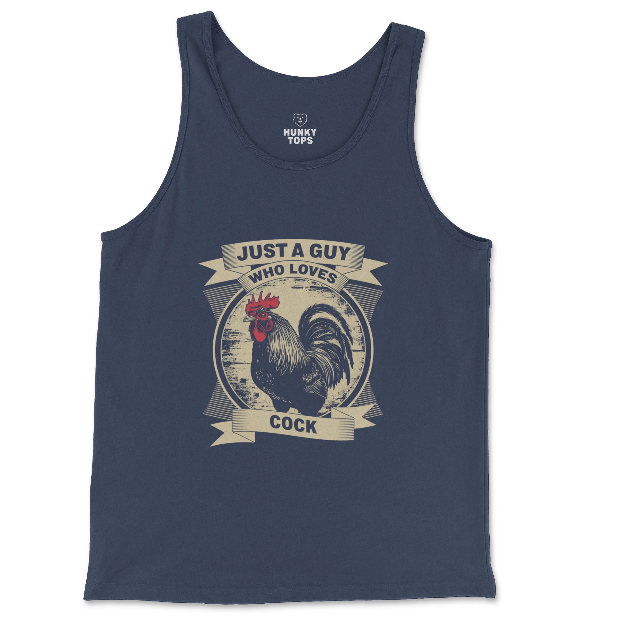 Just a Guy Who Loves Cock Tank Top - Hunky Tops #color_Navy