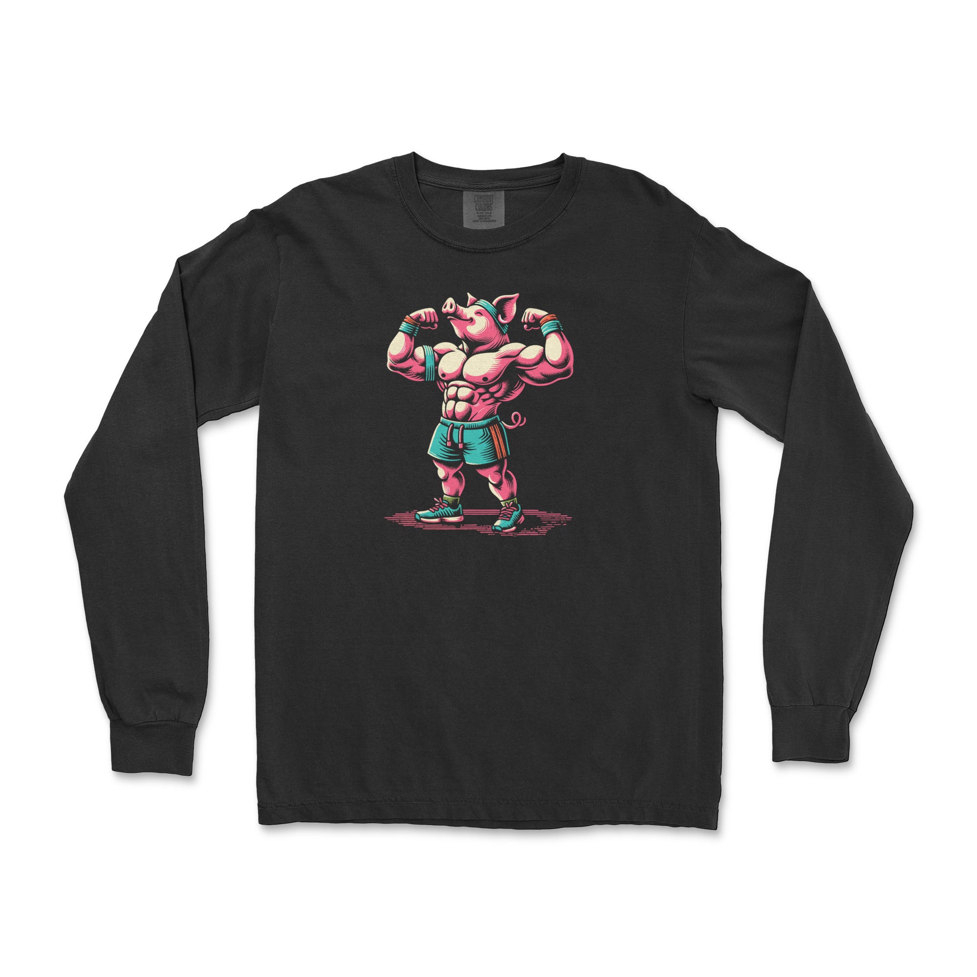 Muscle Pig Long-Sleeve T-Shirt - Hunky Tops #color_Black
