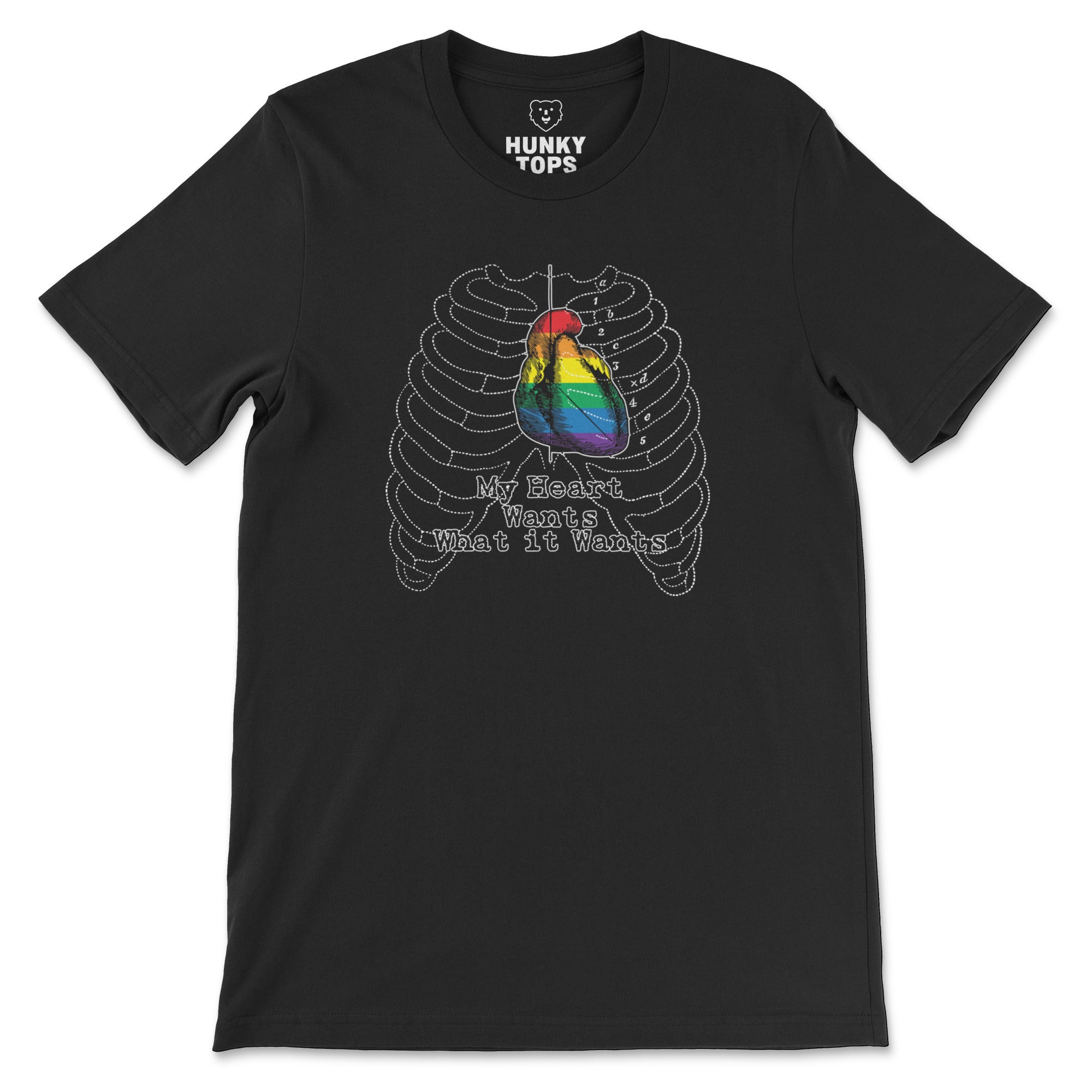 MY HEART WANTS Pride T-Shirt - Hunky Tops #color_Black