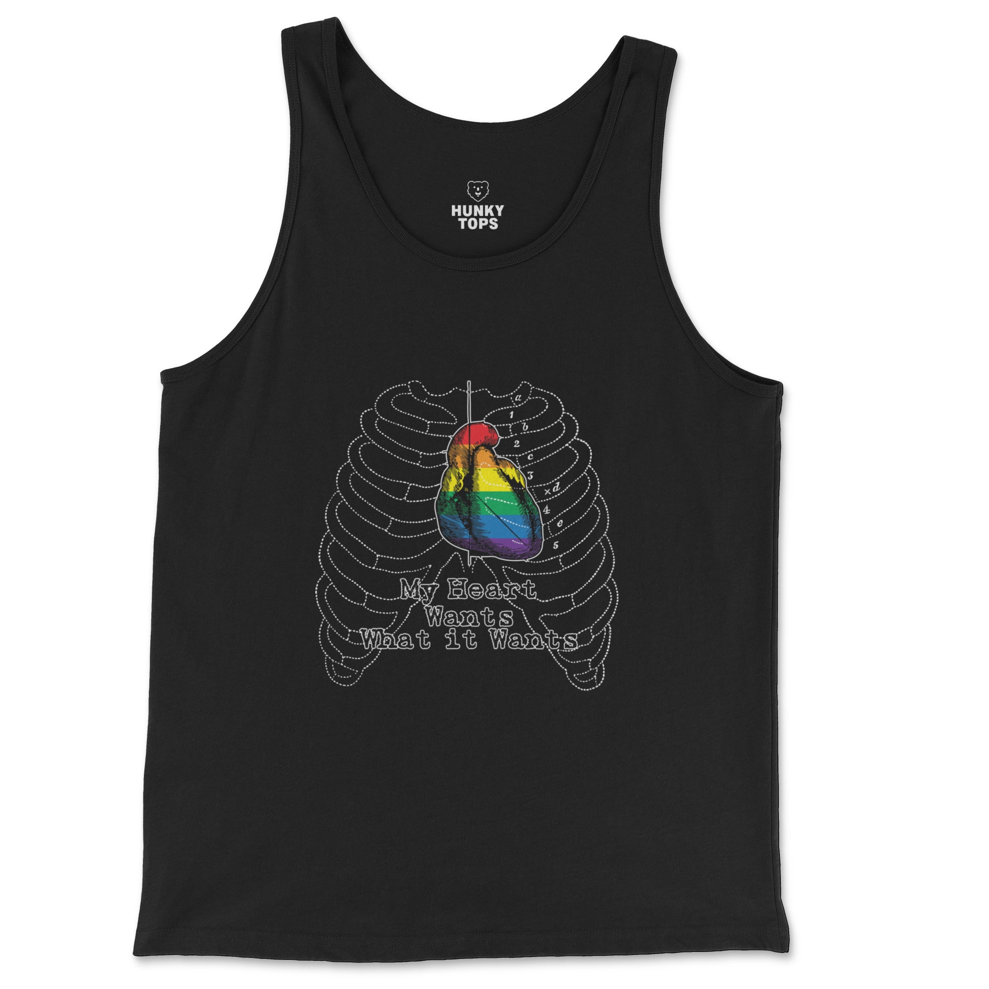 MY HEART WANTS Pride Tank Top - Hunky Tops #color_Black