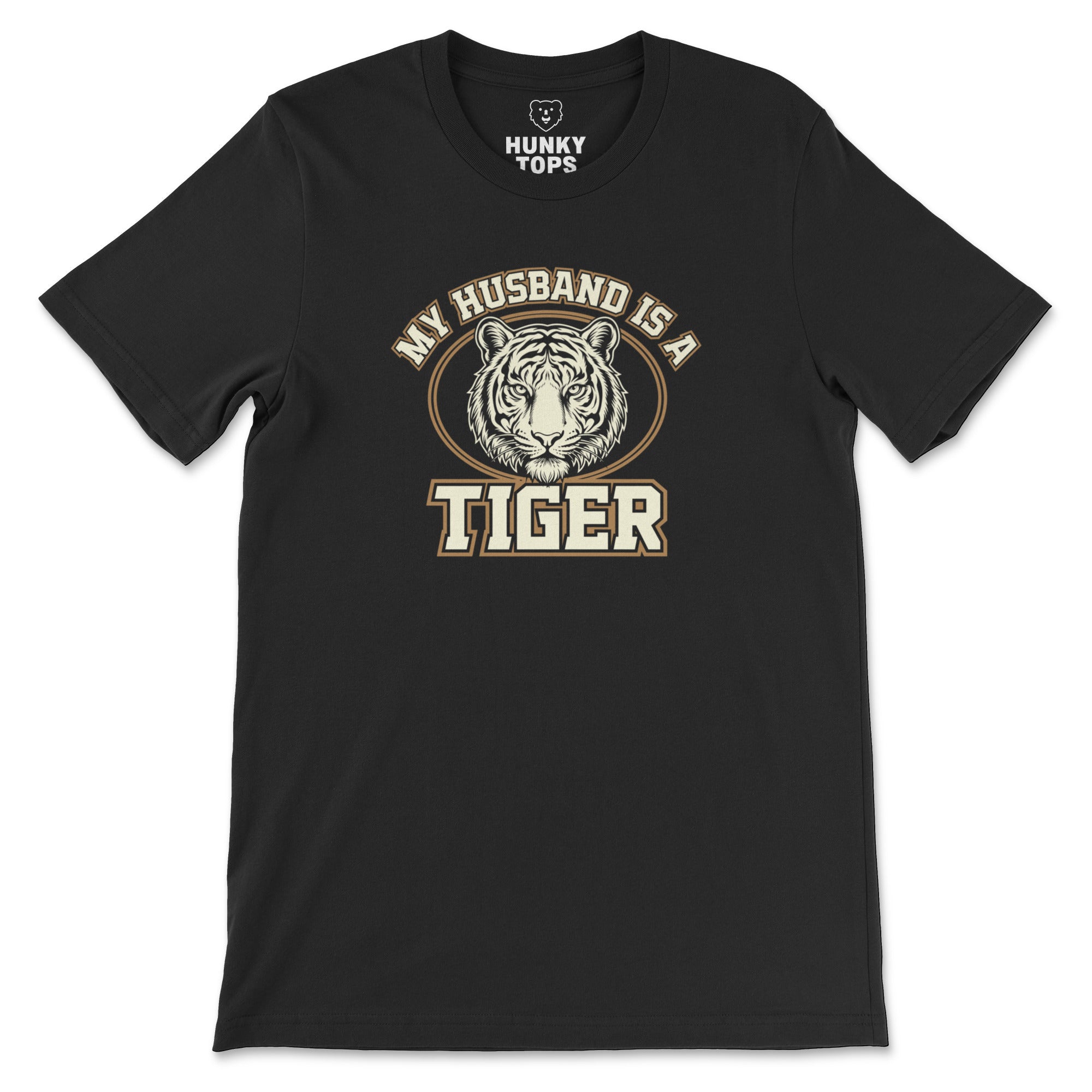 My Husband is a Tiger T-Shirt - Hunky Tops #color_Black