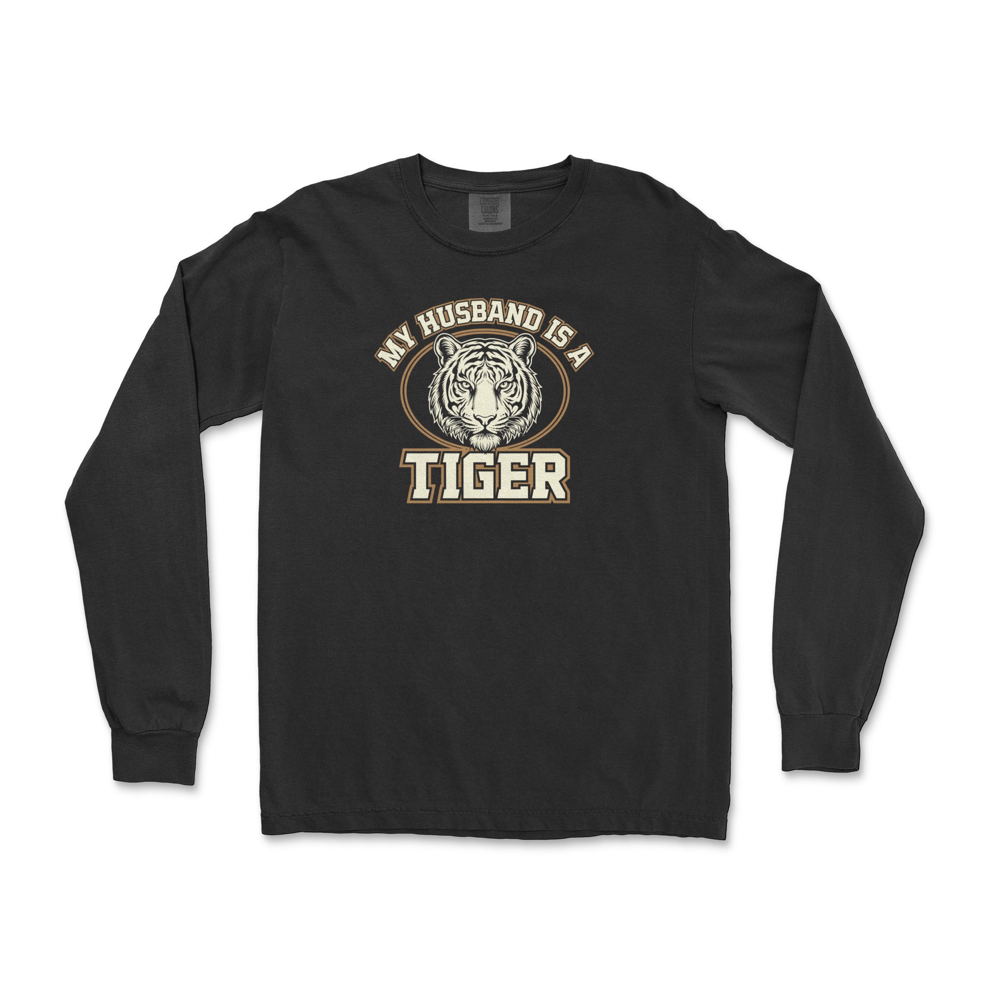 My Husband is a Tiger Long-Sleeve T-Shirt - Hunky Tops #color_Black