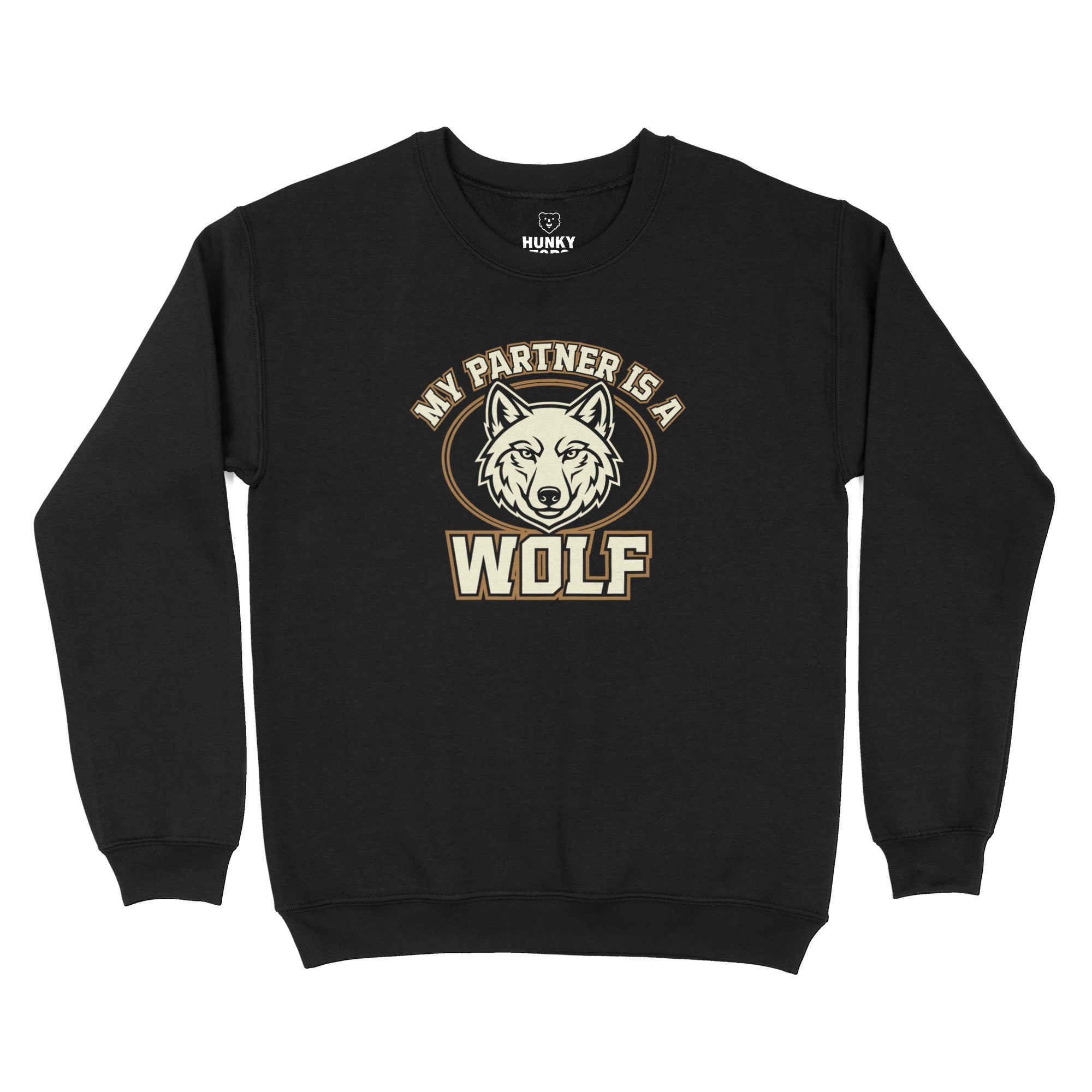 My Partner is a Wolf Sweatshirt - Hunky Tops #color_Black
