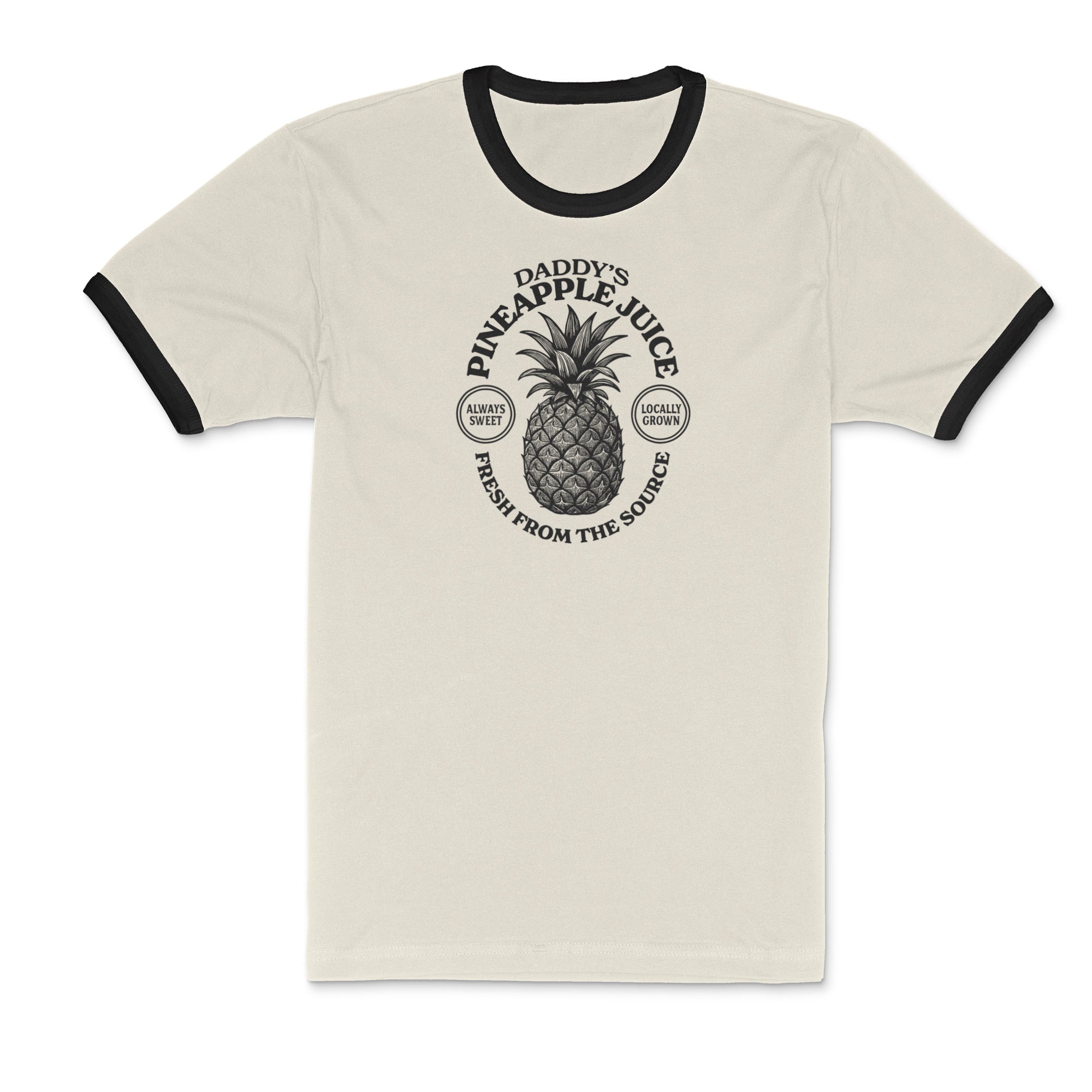 Daddy's Pineapple Juice Ringer T-Shirt - Hunky Tops #color_Natural/Black
