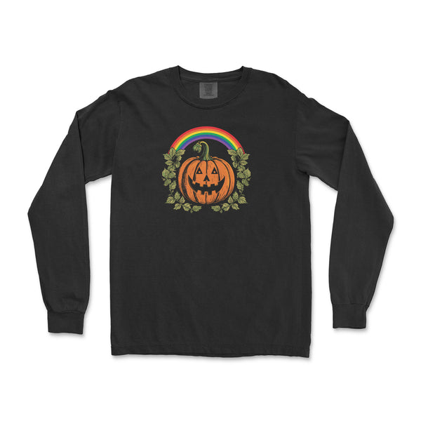 "Pride Pumpkin" Rainbow Jack-O-Lantern Long-Sleeve T-Shirt