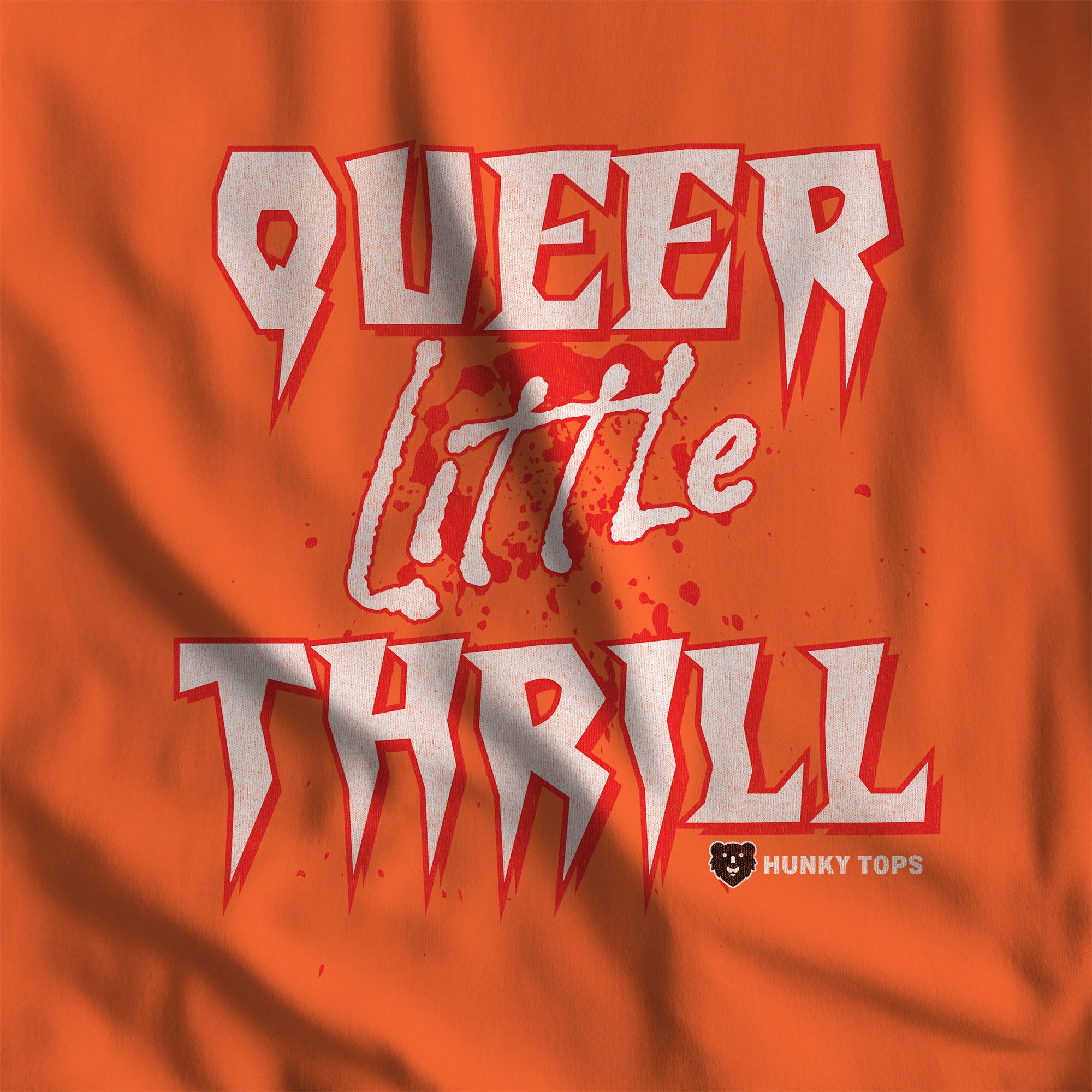 Queer Little Thrill Gay Halloween T-Shirt - Hunky Tops #color_Orange
