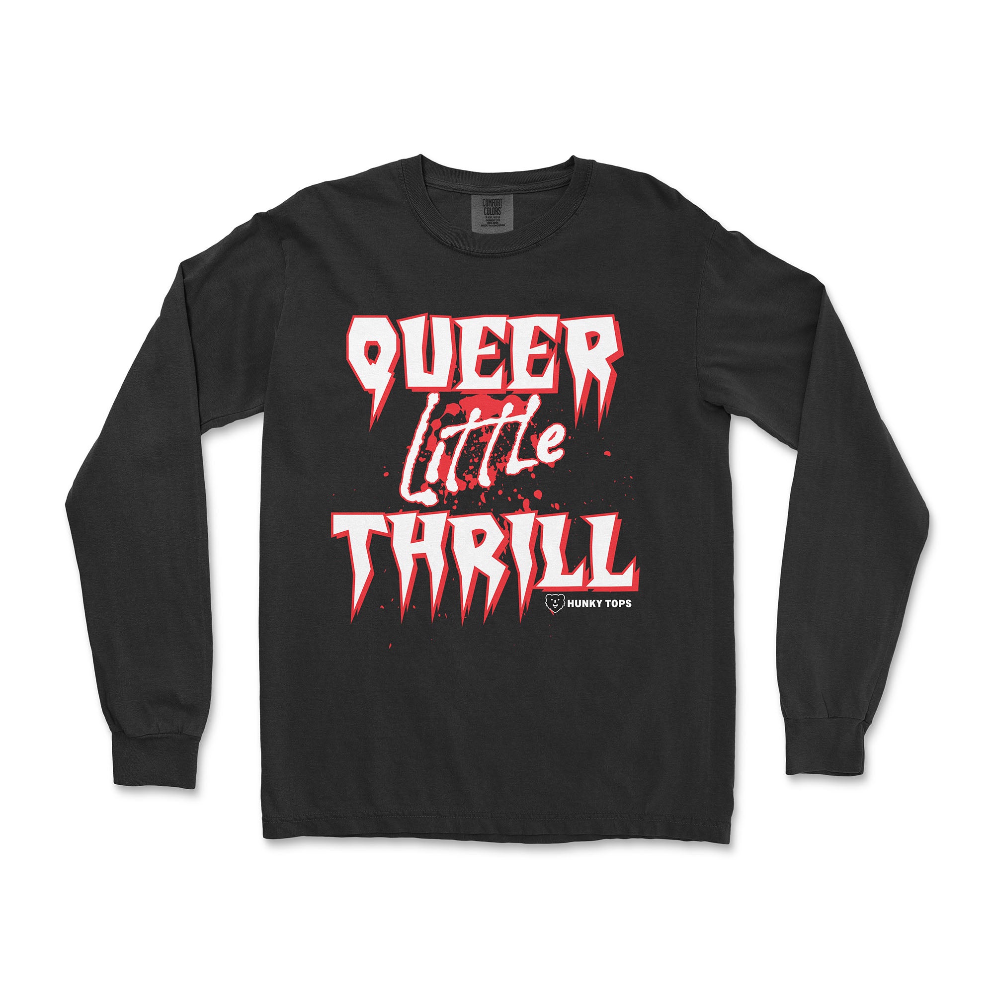 Queer Little Thrill Gay Halloween Long-Sleeve T-Shirt - Hunky Tops #color_Black
