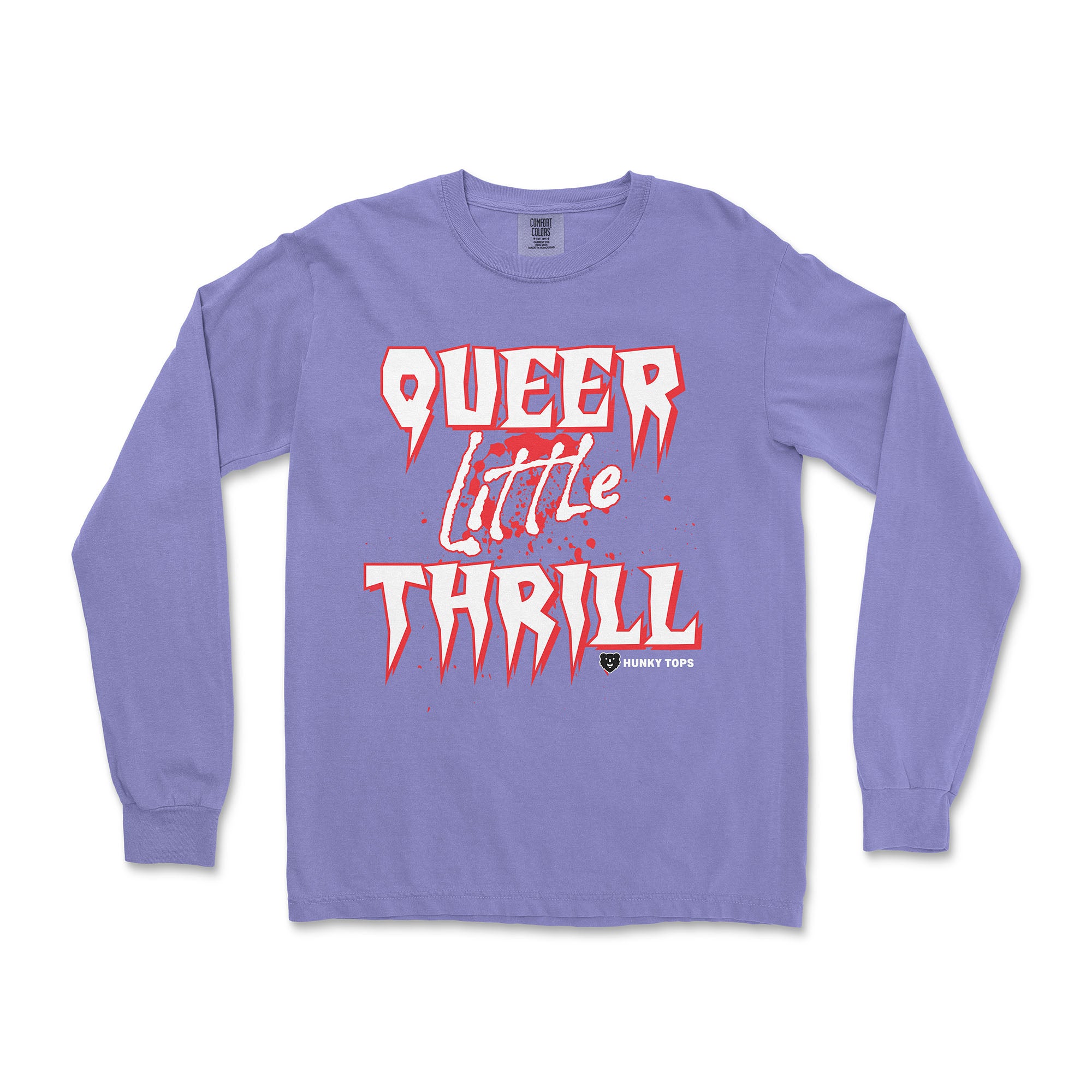 Queer Little Thrill Gay Halloween Long-Sleeve T-Shirt - Hunky Tops #color_Violet